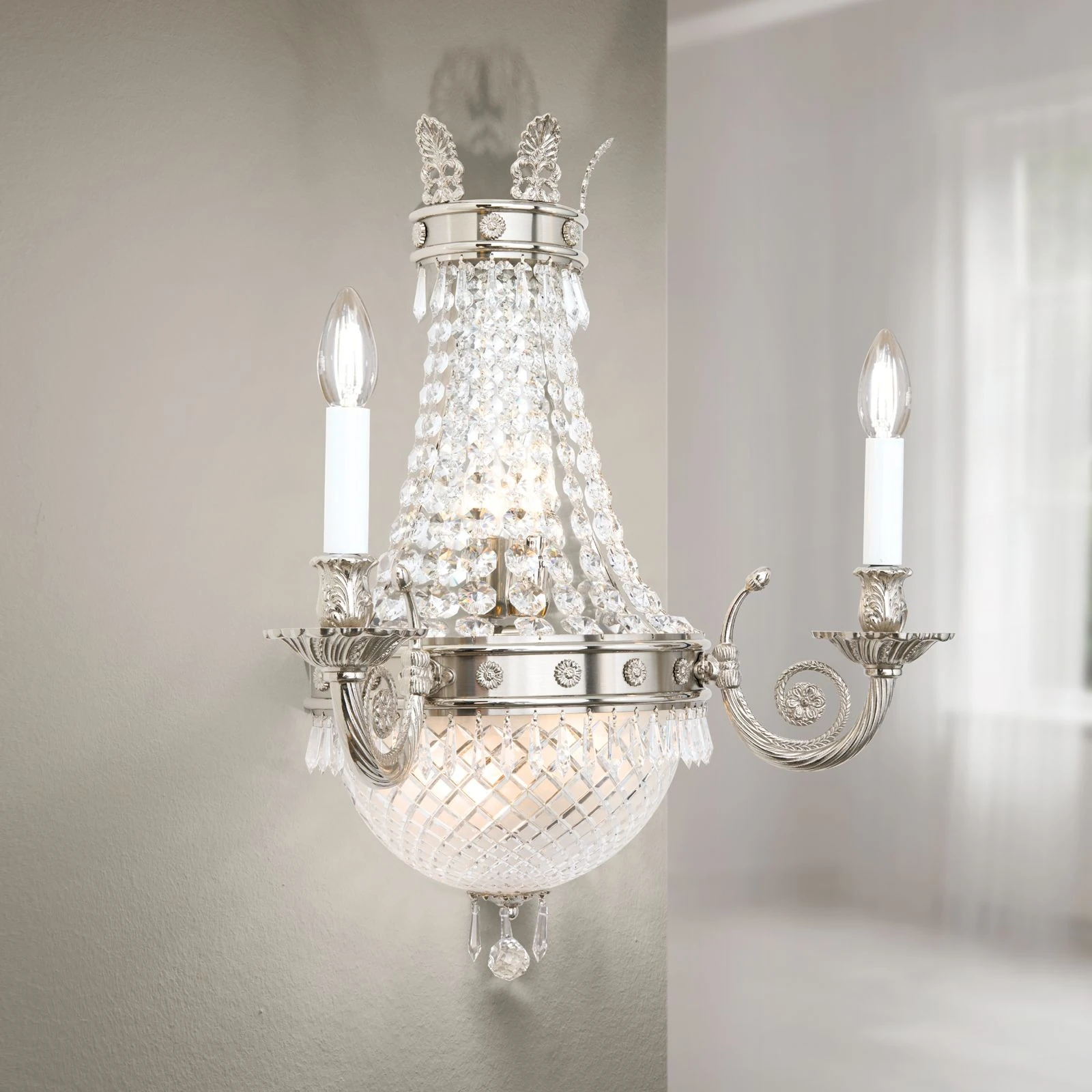 Zidna lampa EMPIRE CRYSTAL, 5 izvora svetla, antik srebro - 2