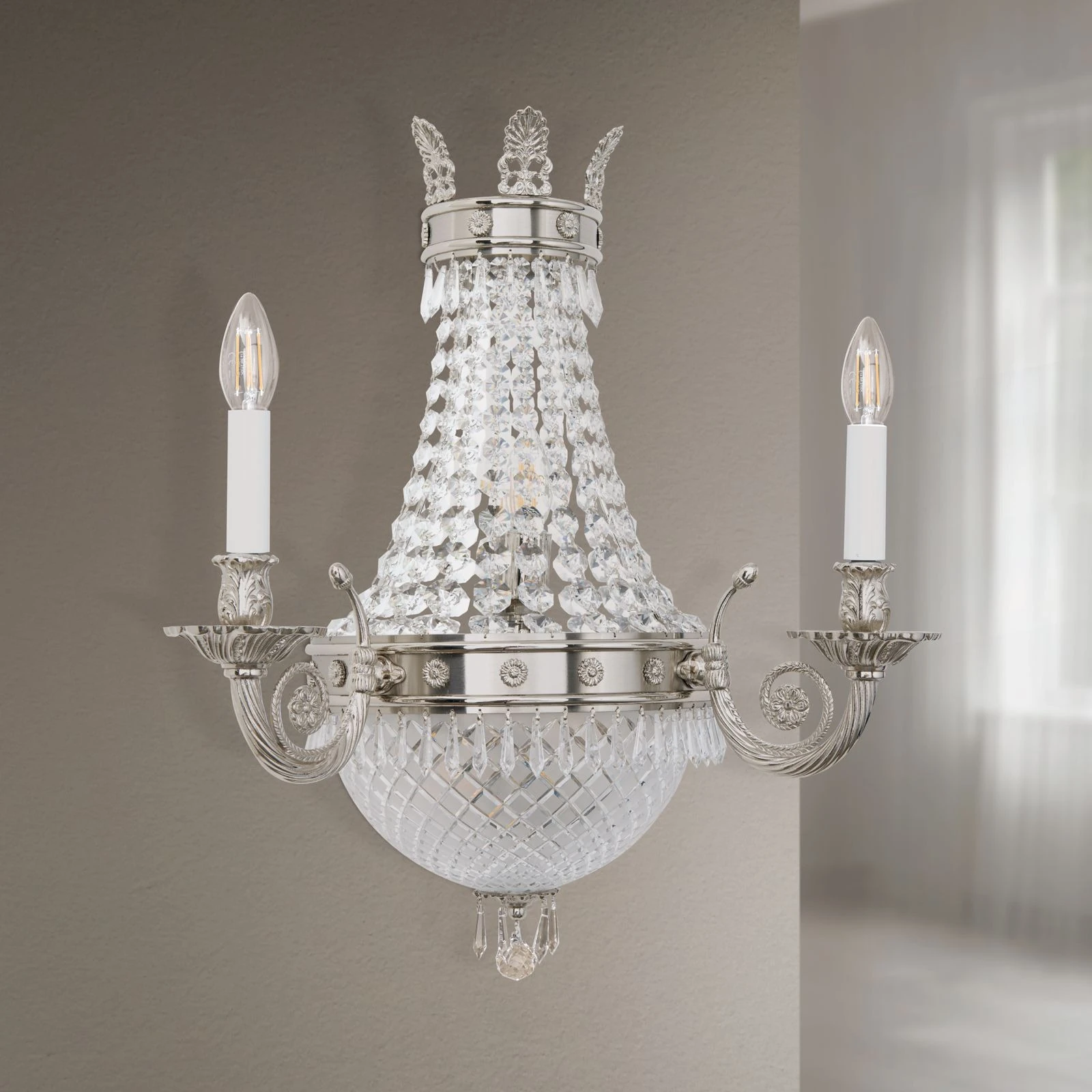 Zidna lampa EMPIRE CRYSTAL, 5 izvora svetla, antik srebro - 3