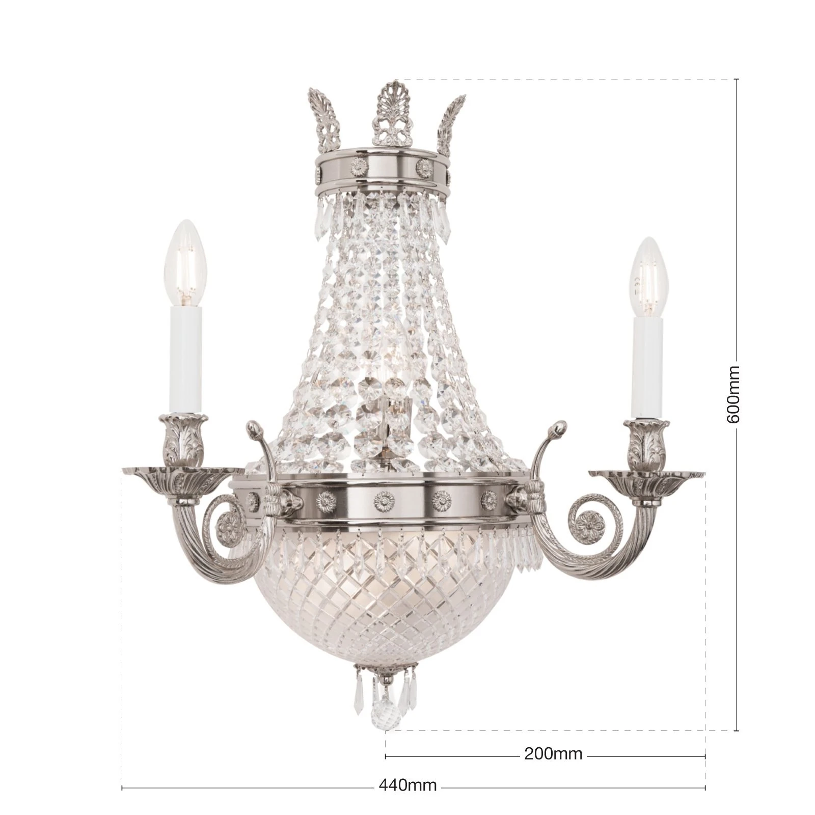 Zidna lampa EMPIRE CRYSTAL, 5 izvora svetla, antik srebro - 7