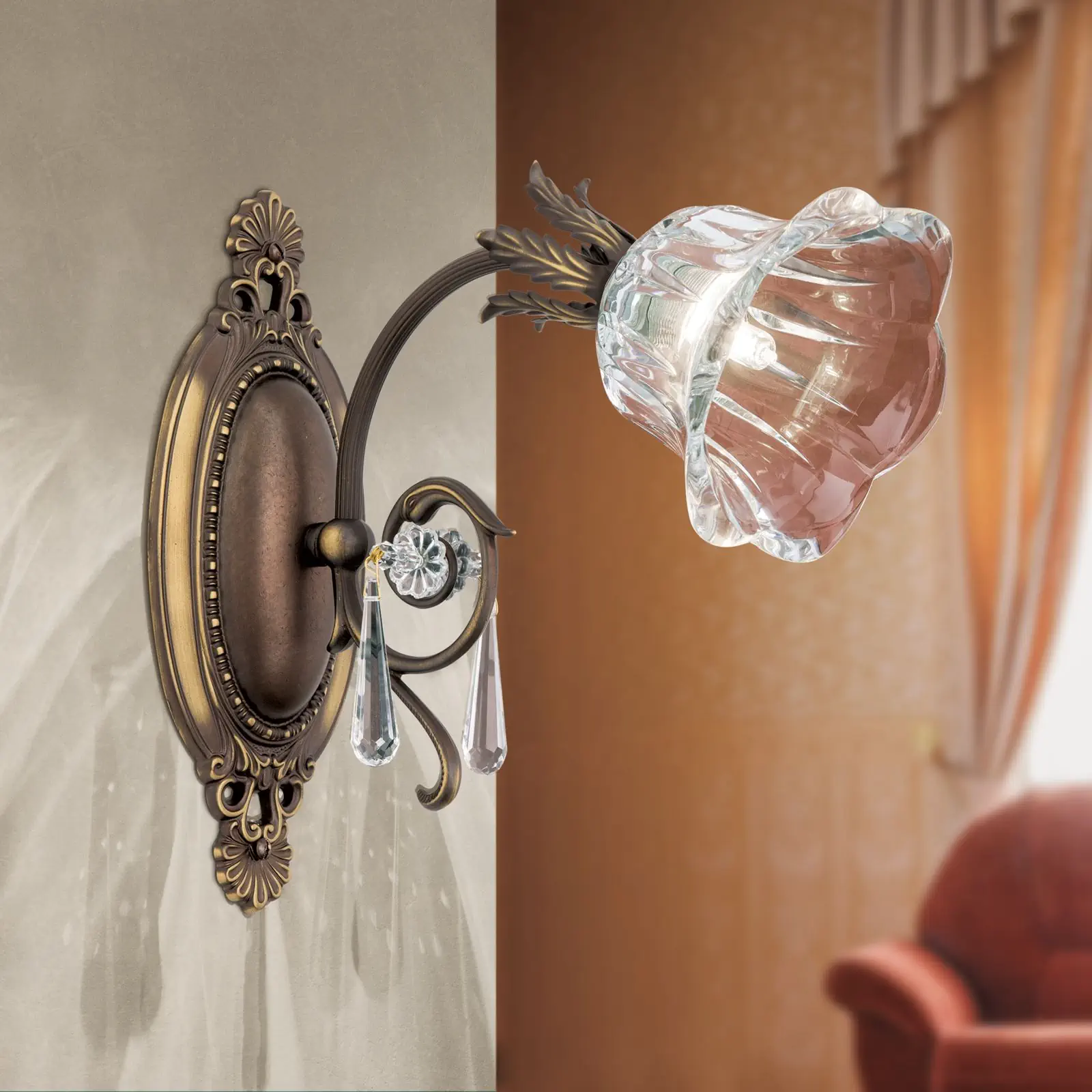 Zidna lampa LA BOHEME, sa jednim izvorom svetla, patina - 1