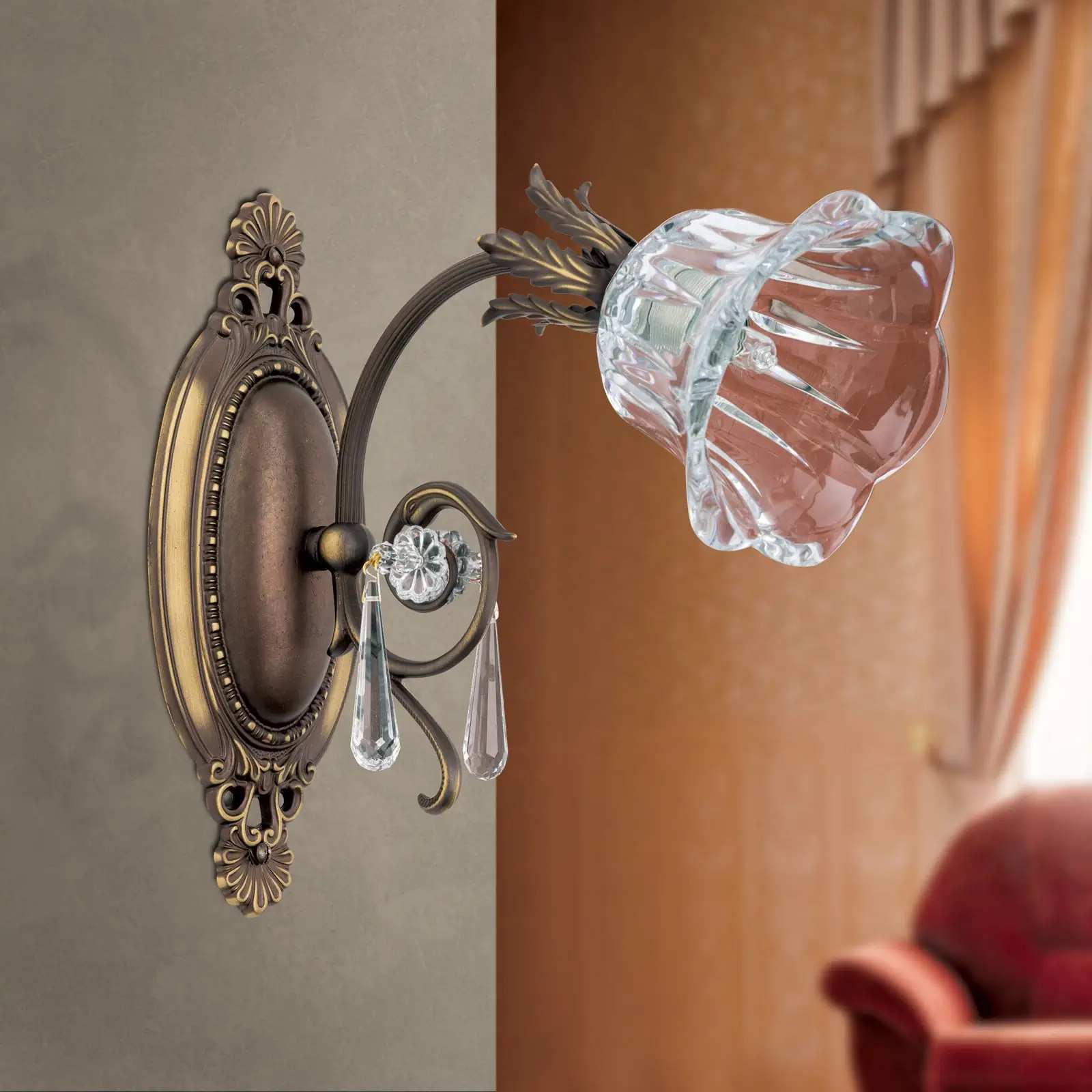 Zidna lampa LA BOHEME, sa jednim izvorom svetla, patina - 3