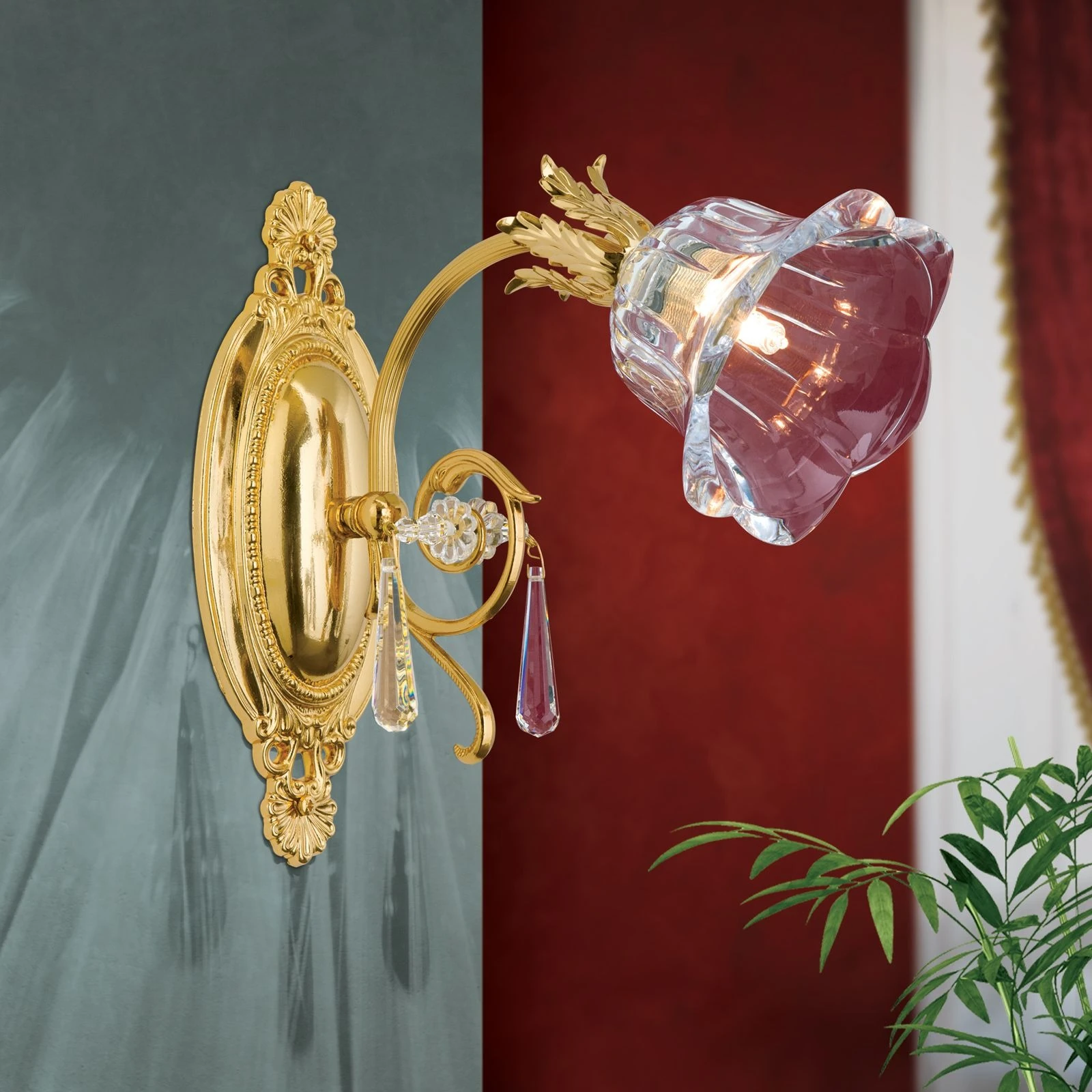 Zidna lampa LA BOHEME, 1 izvor svetla, 24-karatno pozlaćena - 1