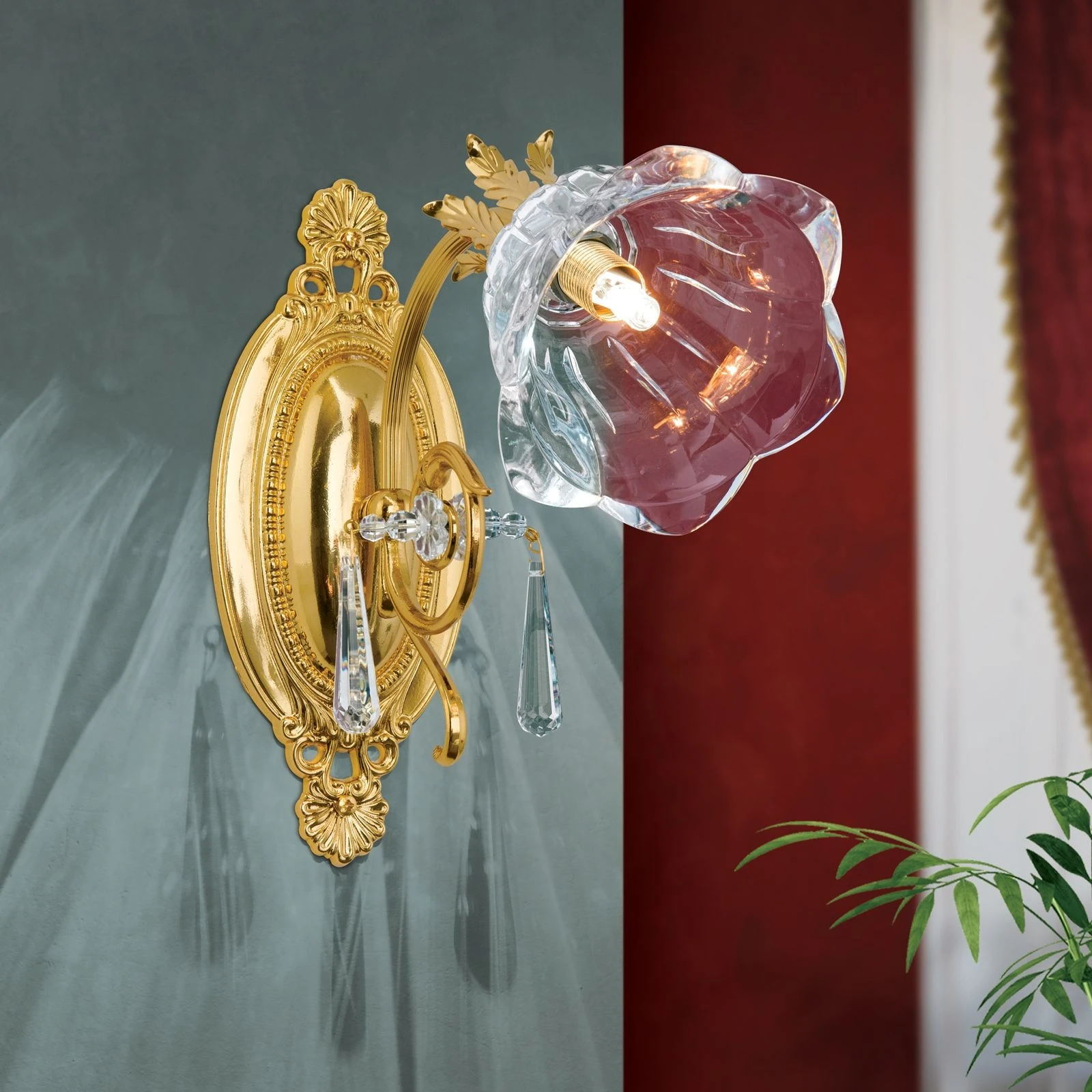 Zidna lampa LA BOHEME, 1 izvor svetla, 24-karatno pozlaćena - 2