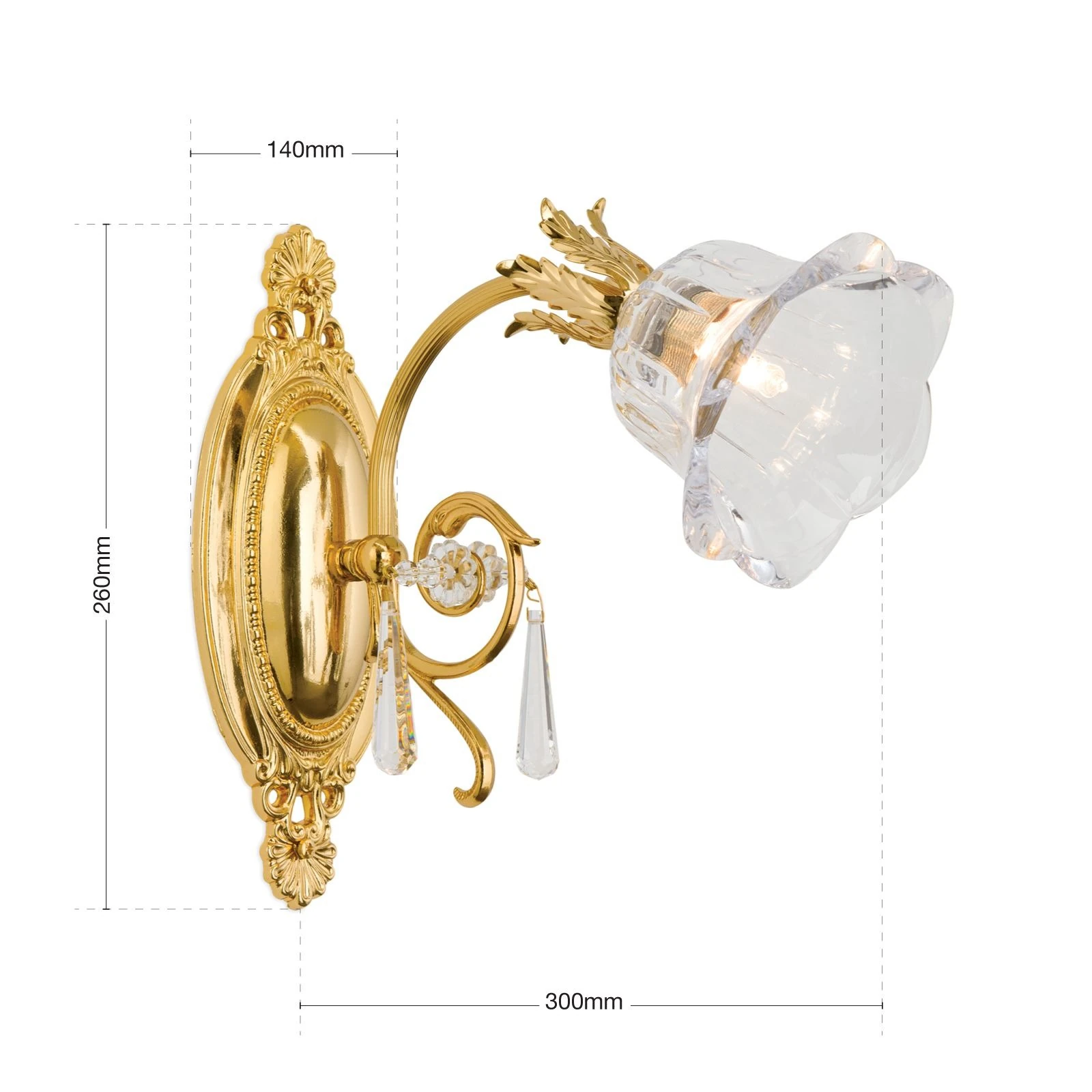 Zidna lampa LA BOHEME, 1 izvor svetla, 24-karatno pozlaćena - 7