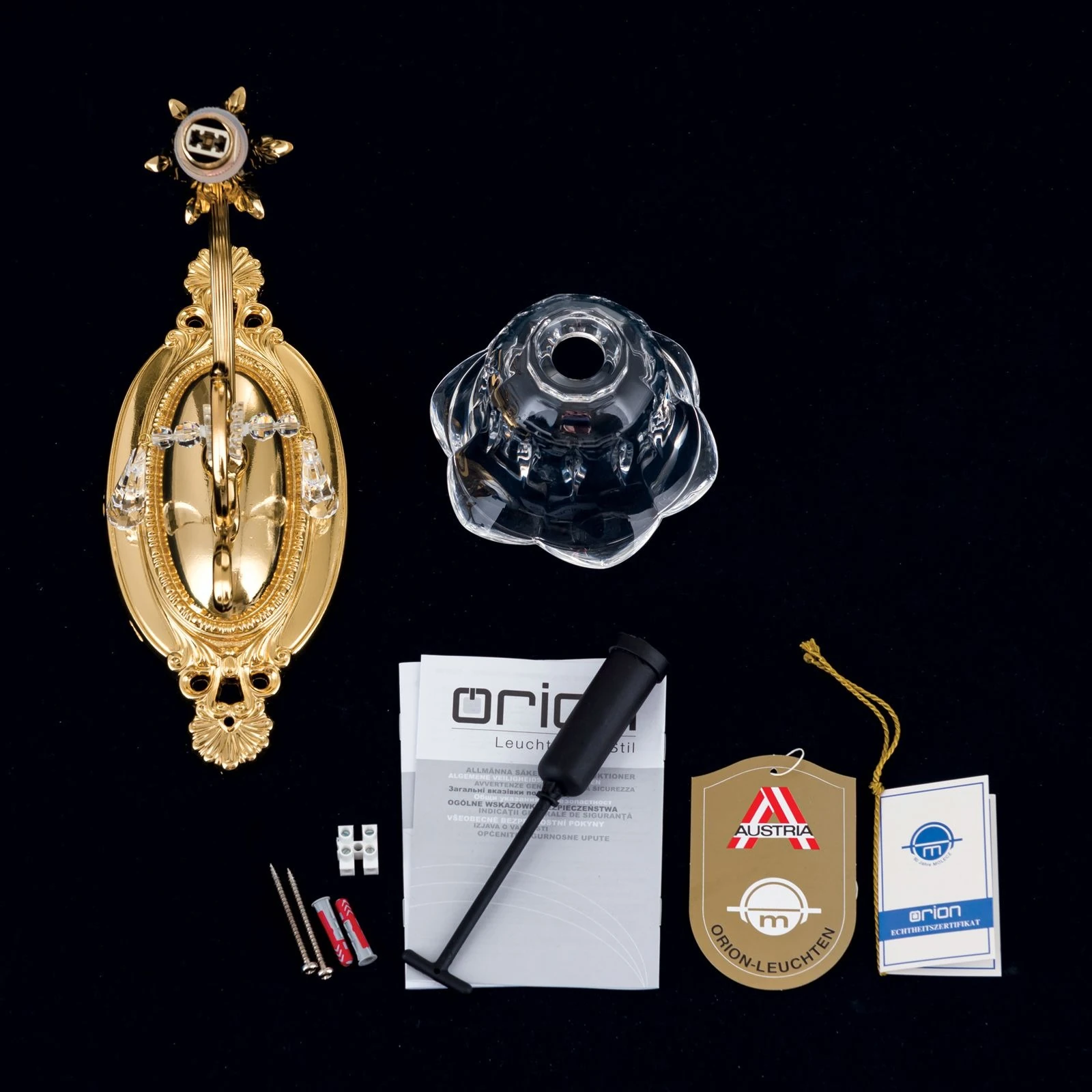 Zidna lampa LA BOHEME, 1 izvor svetla, 24-karatno pozlaćena - 8