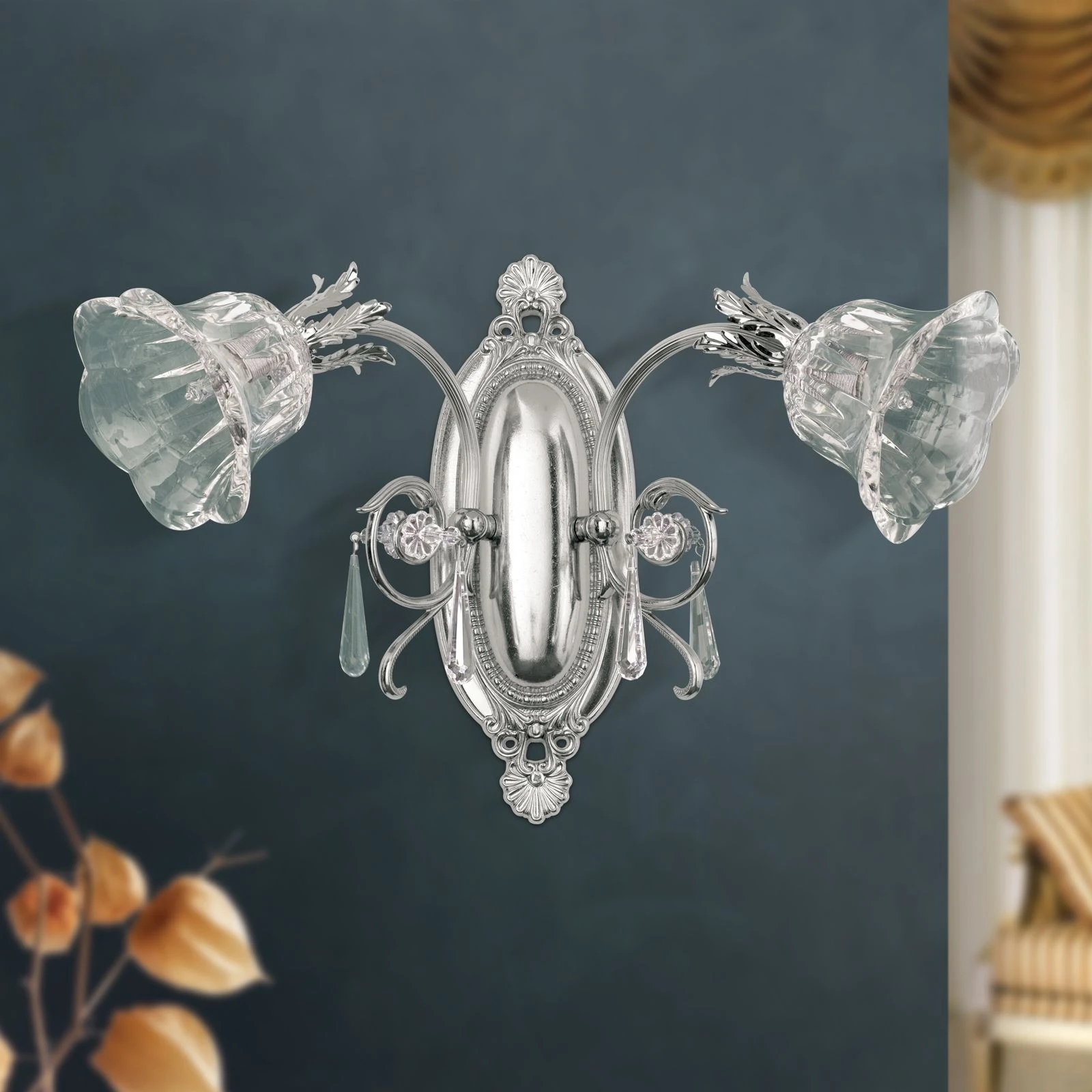 Zidna lampa LA BOHEME, 2 izvora svetla, antik srebro - 3