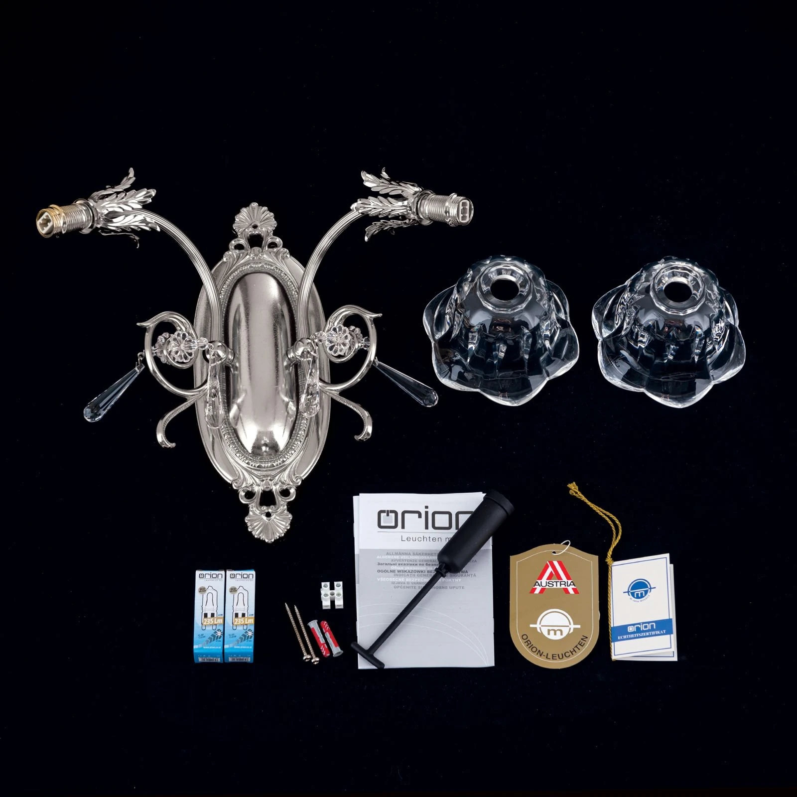 Zidna lampa LA BOHEME, 2 izvora svetla, antik srebro - 8