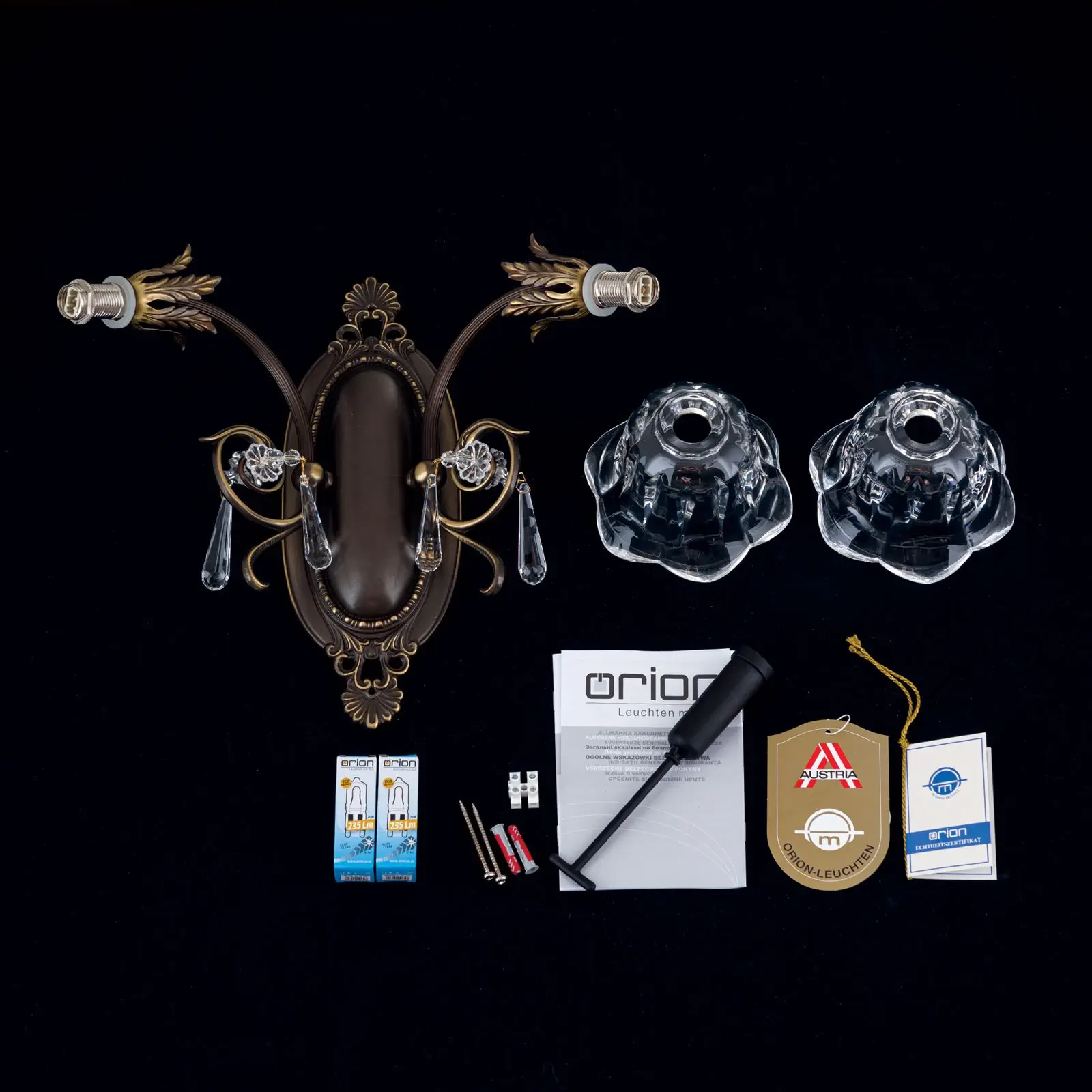 Zidna lampa LA BOHEME, sa dva izvora svetla, antik patina - 8