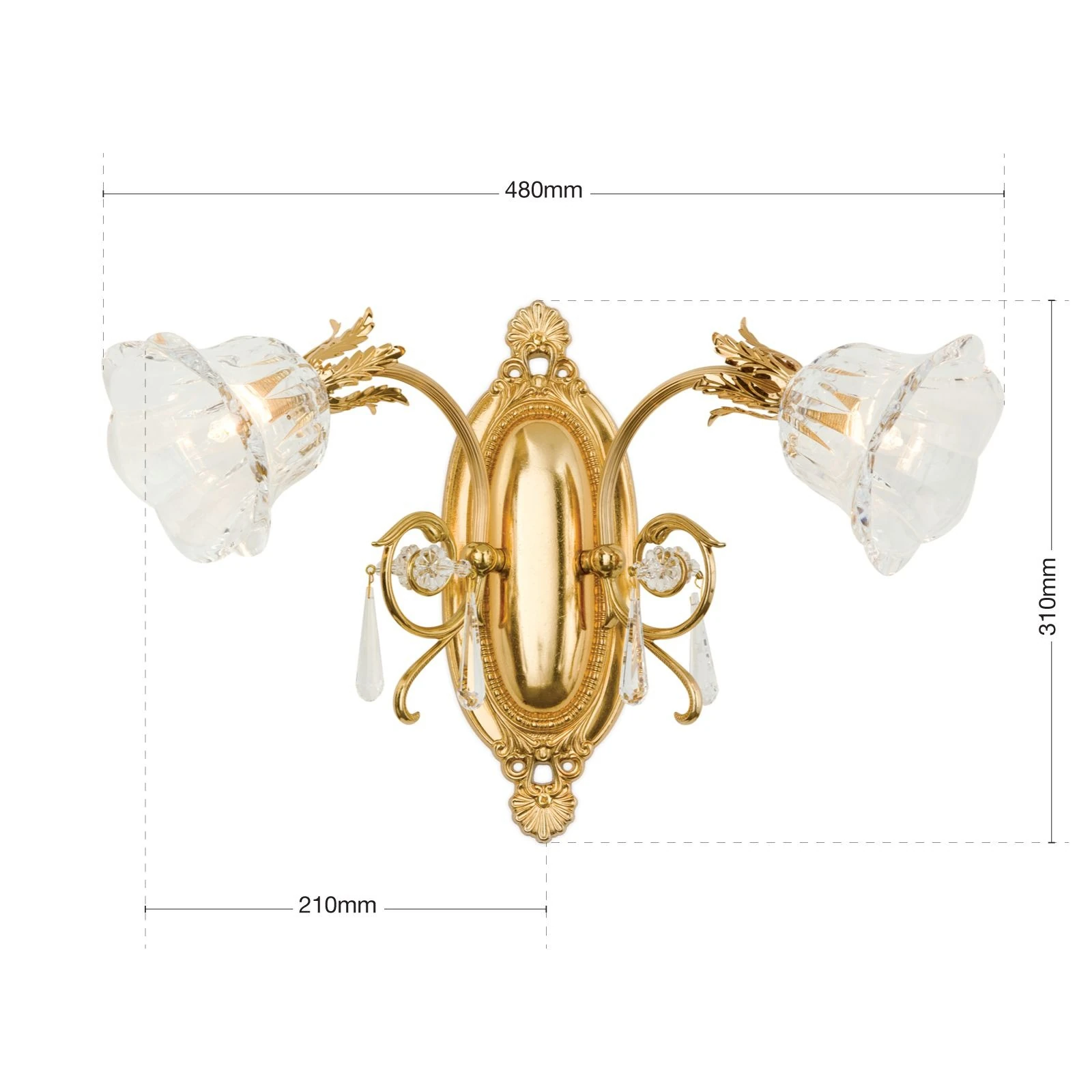 Zidna lampa LA BOHEME, 2 izvora svetla, 24-karatno pozlaćena - 7