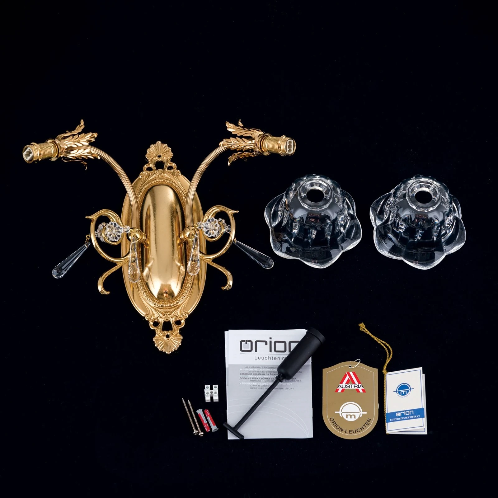 Zidna lampa LA BOHEME, 2 izvora svetla, 24-karatno pozlaćena - 8