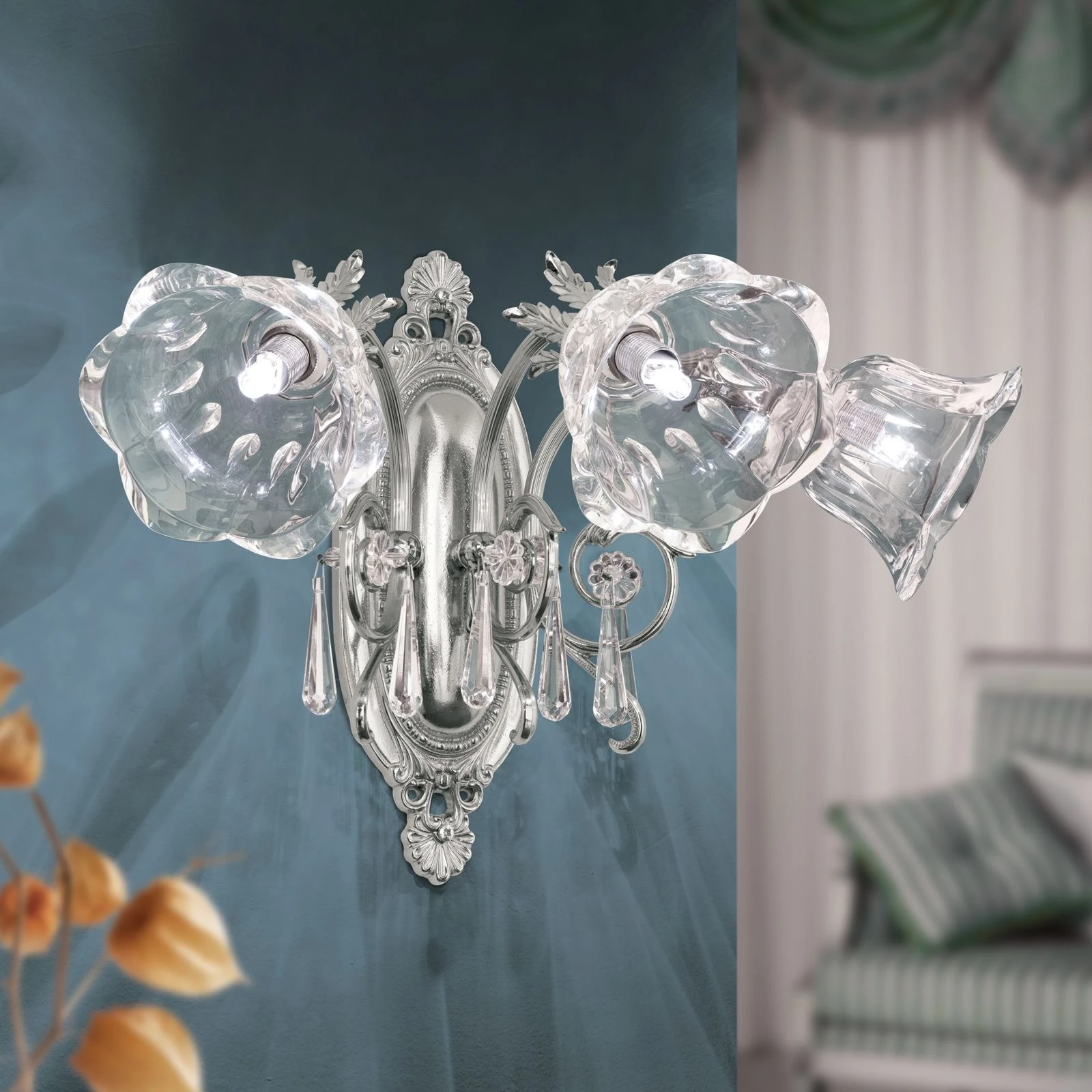 Zidna lampa LA BOHEME, 3 izvora svetla, antik srebro - 1