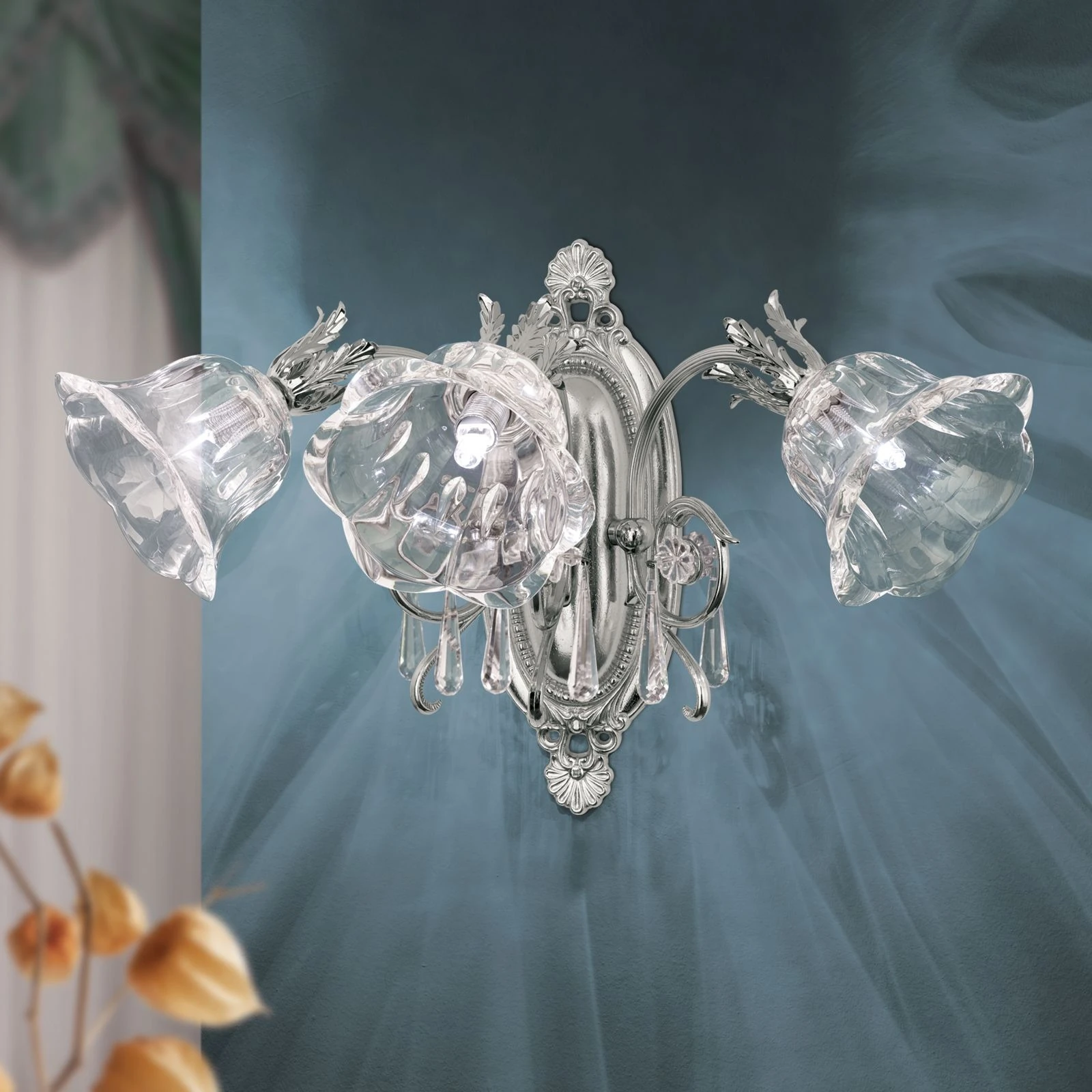 Zidna lampa LA BOHEME, 3 izvora svetla, antik srebro - 2