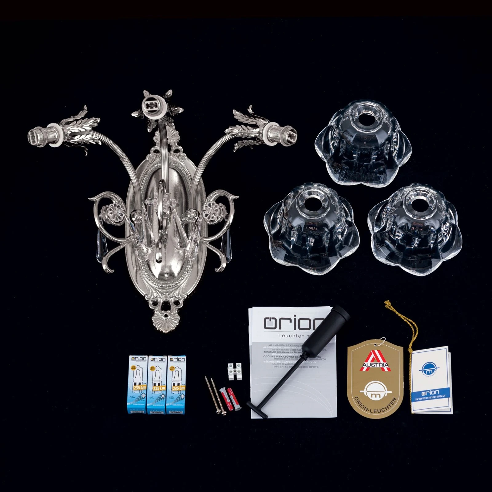 Zidna lampa LA BOHEME, 3 izvora svetla, antik srebro - 8