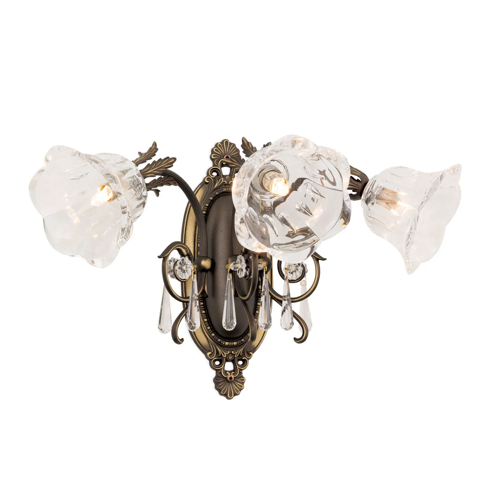 Zidna lampa LA BOHEME, sa tri izvora svetla, antik patina - 4