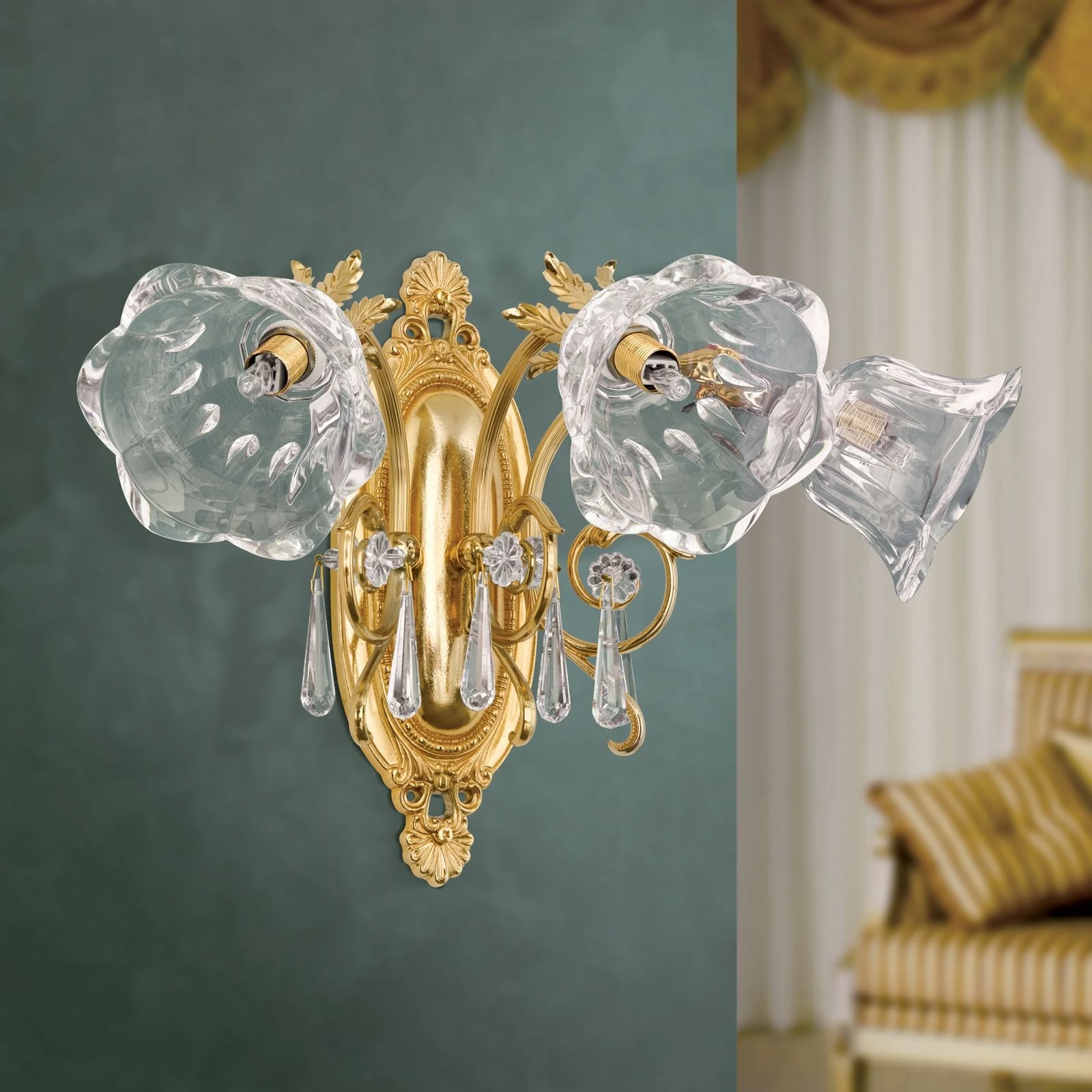 Zidna lampa LA BOHEME, 3 izvora svetla, 24-karatno pozlaćena - 3