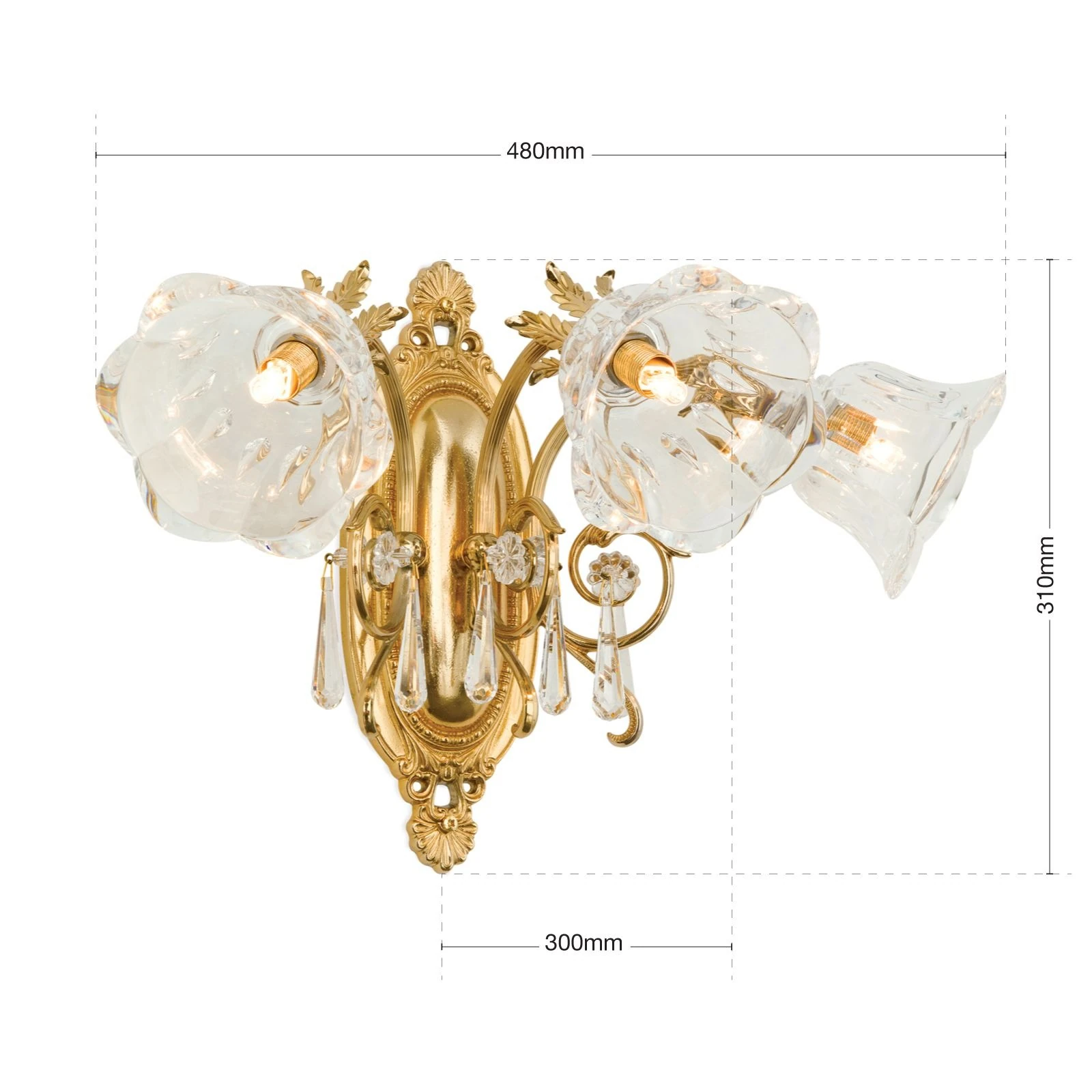 Zidna lampa LA BOHEME, 3 izvora svetla, 24-karatno pozlaćena - 7