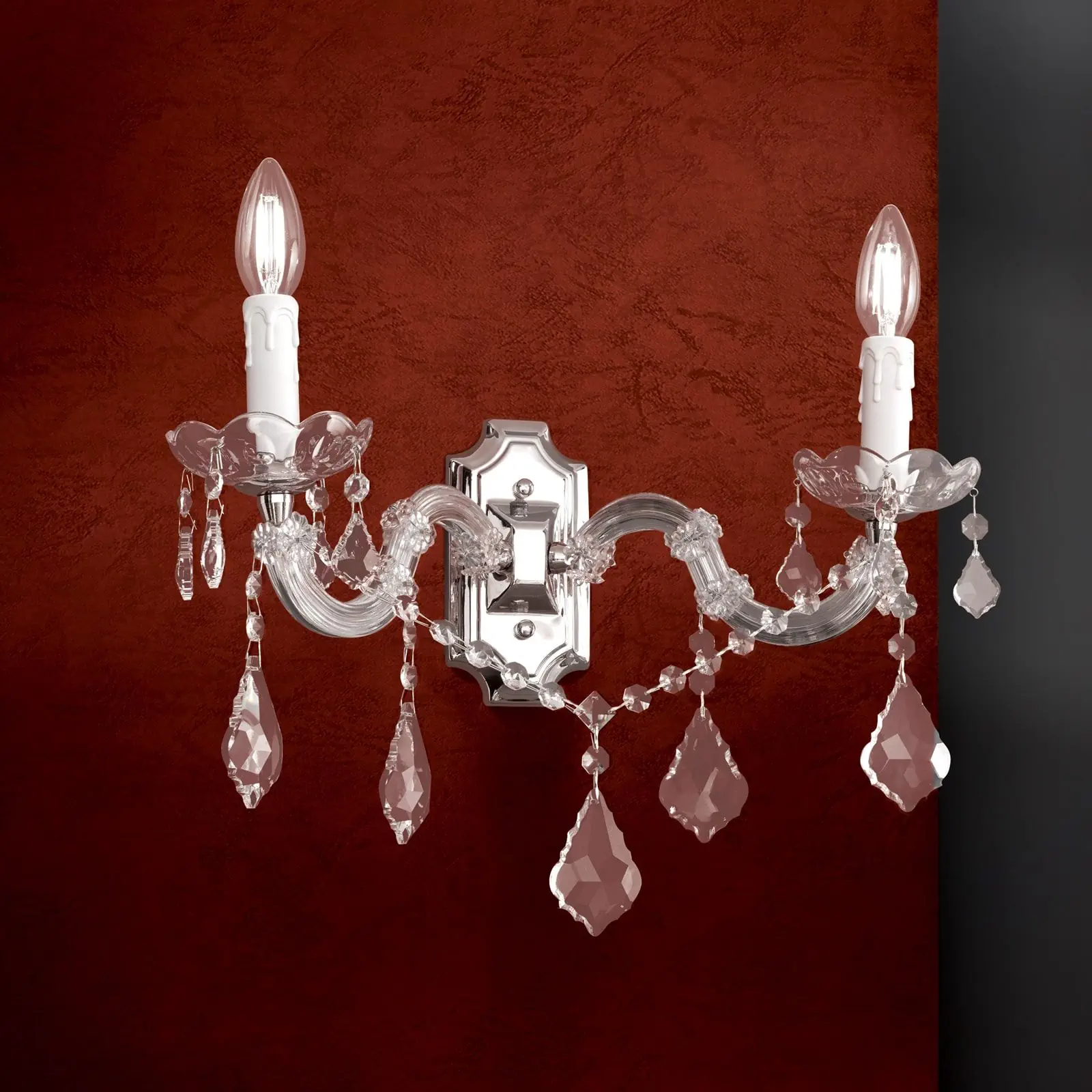 Zidna lampa THERESA, sa dva izvora svetla, srebrna - 1