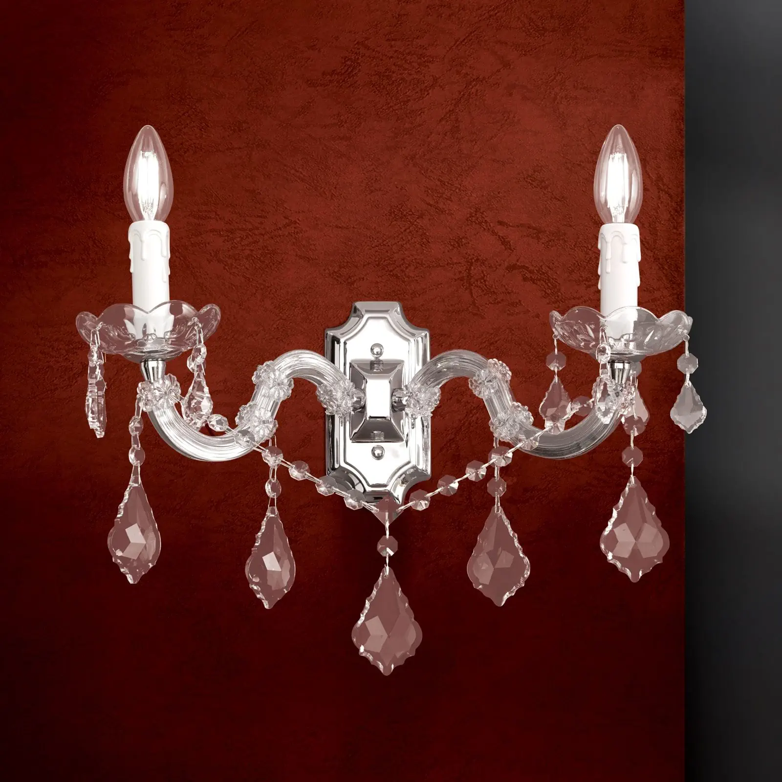 Zidna lampa THERESA, sa dva izvora svetla, srebrna - 2