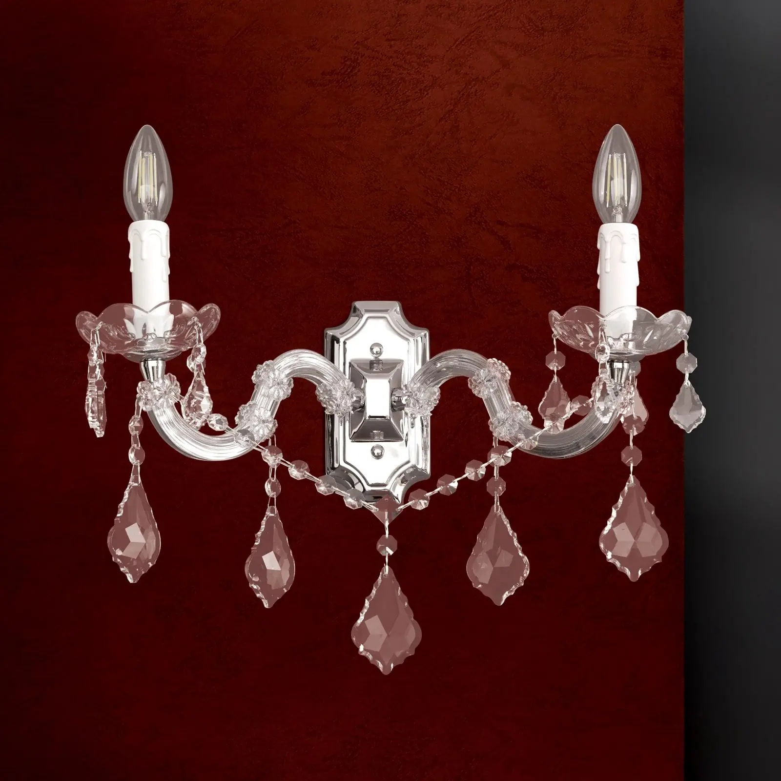 Zidna lampa THERESA, sa dva izvora svetla, srebrna - 3