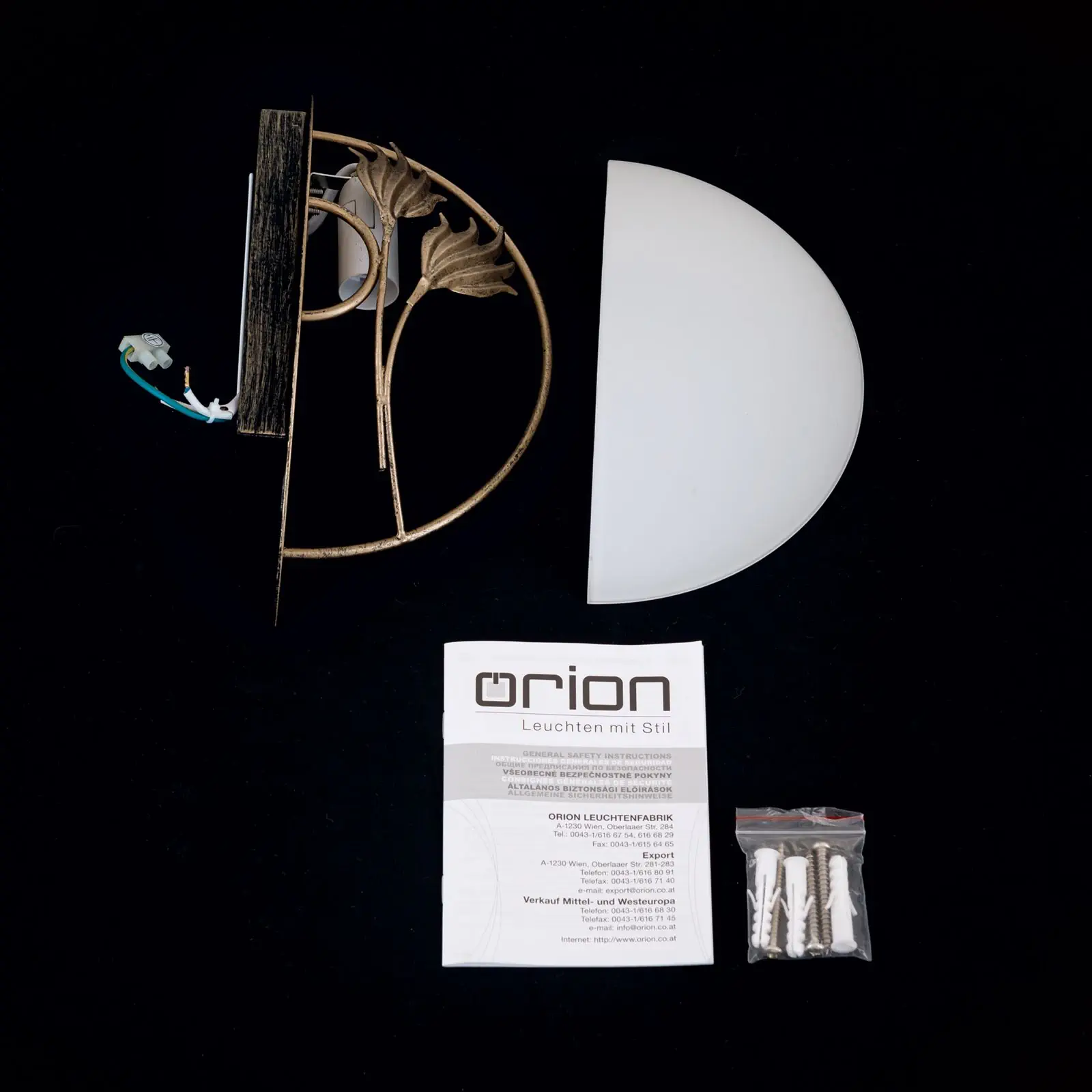 Zidna lampa FLEUR, sa jednim izvorom svetla, antik - 8