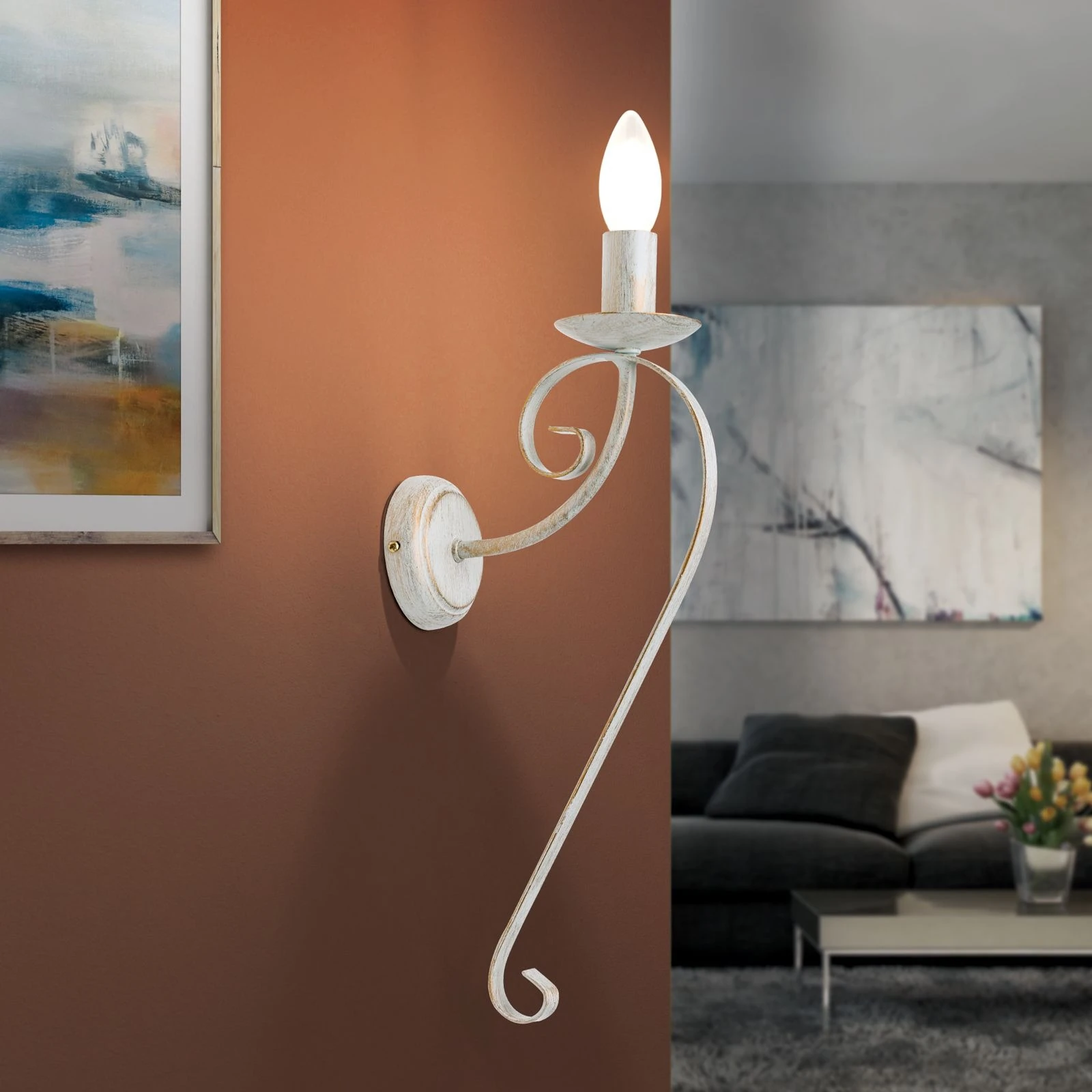 Zidna lampa TORCIA, sa jednim izvorom svetla, slonovača/zlato - 2