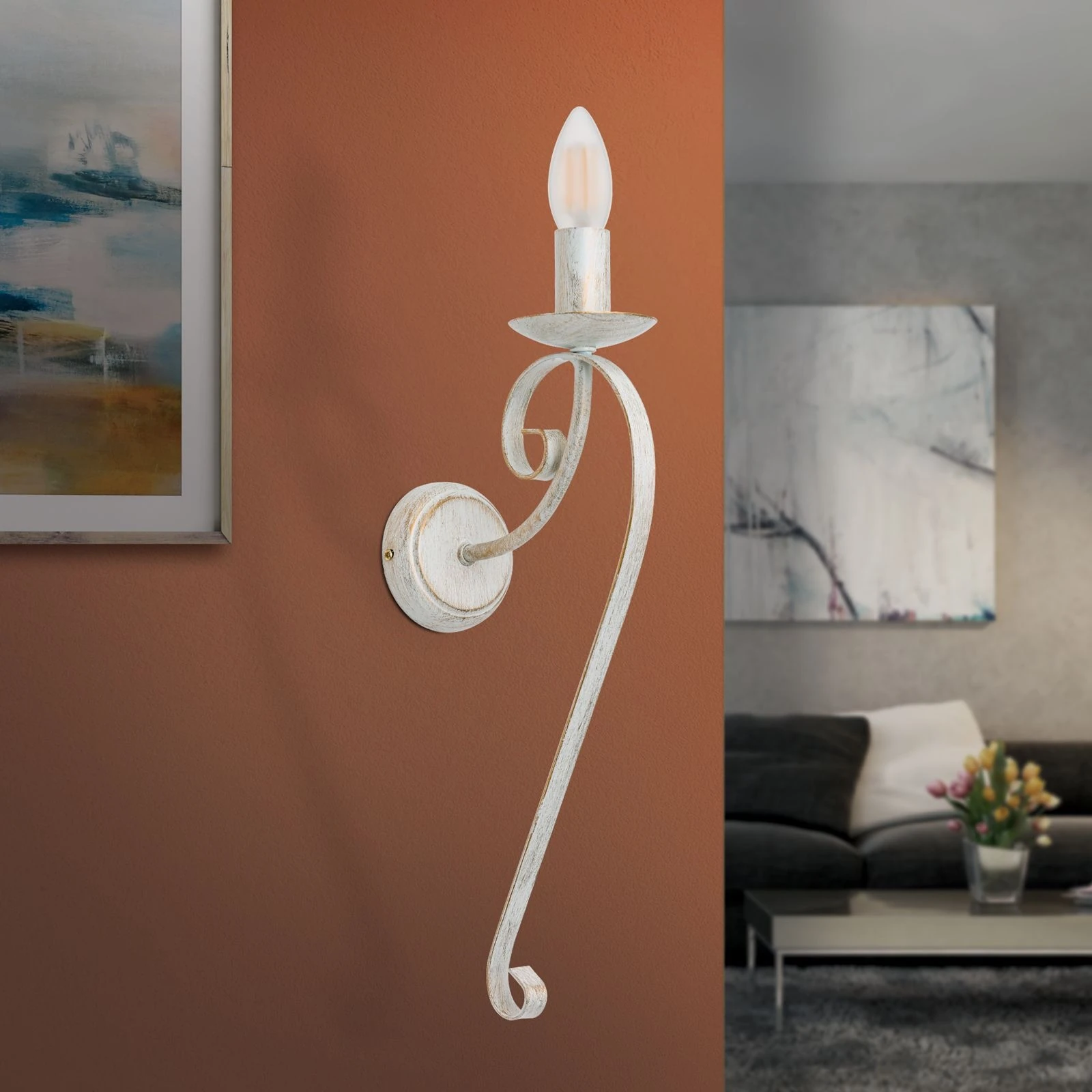 Zidna lampa TORCIA, sa jednim izvorom svetla, slonovača/zlato - 3