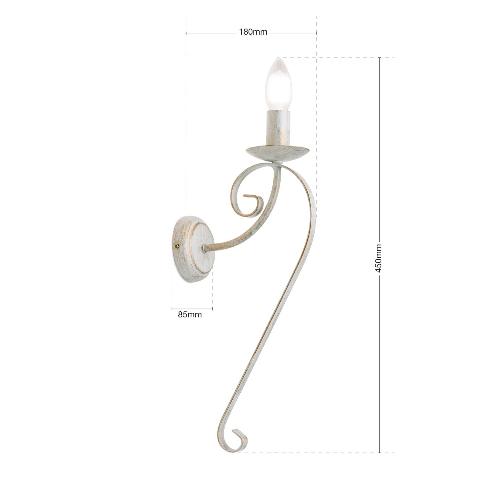 Zidna lampa TORCIA, sa jednim izvorom svetla, slonovača/zlato - 7