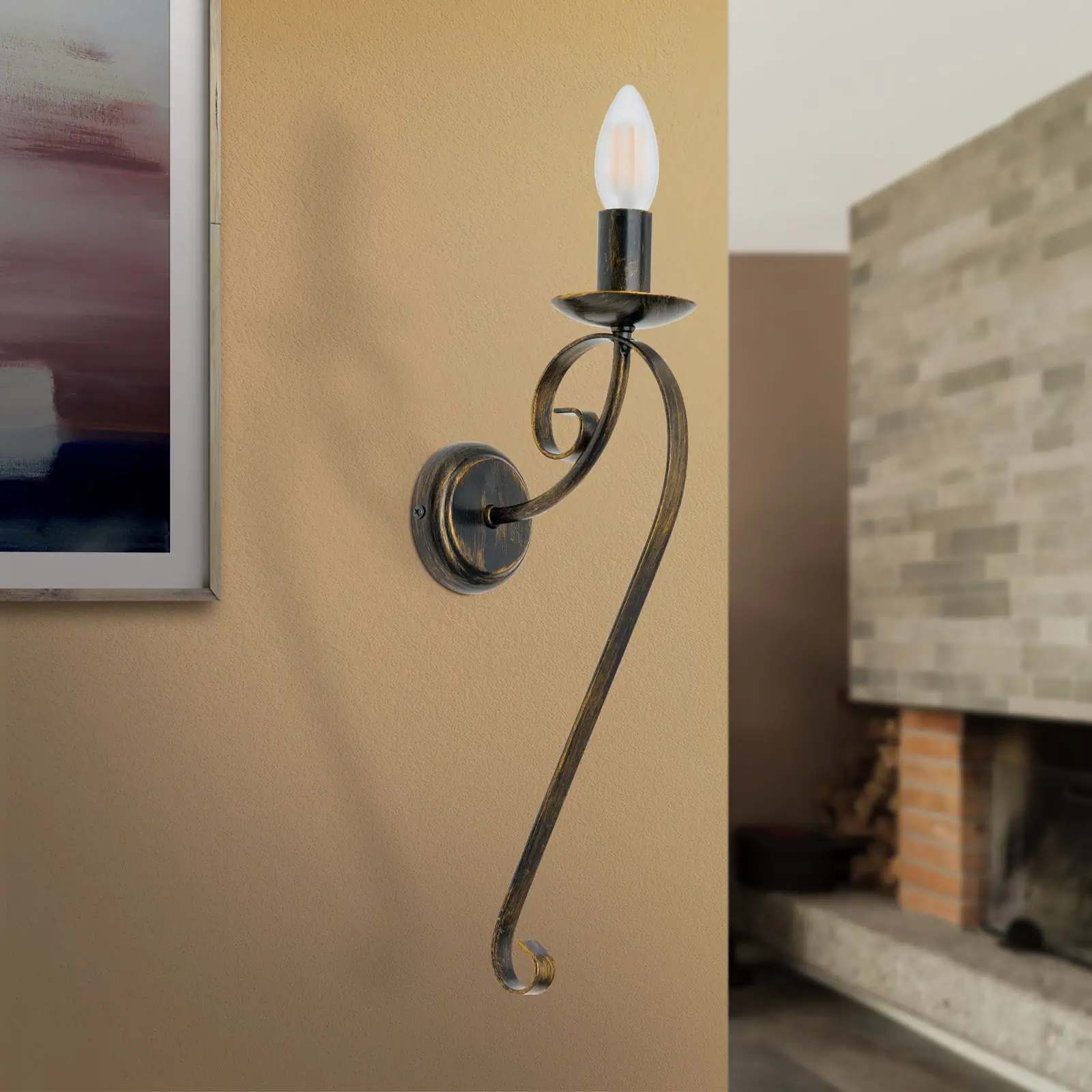 Zidna lampa TORCIA sa jednim izvorom svetla, antik - 3