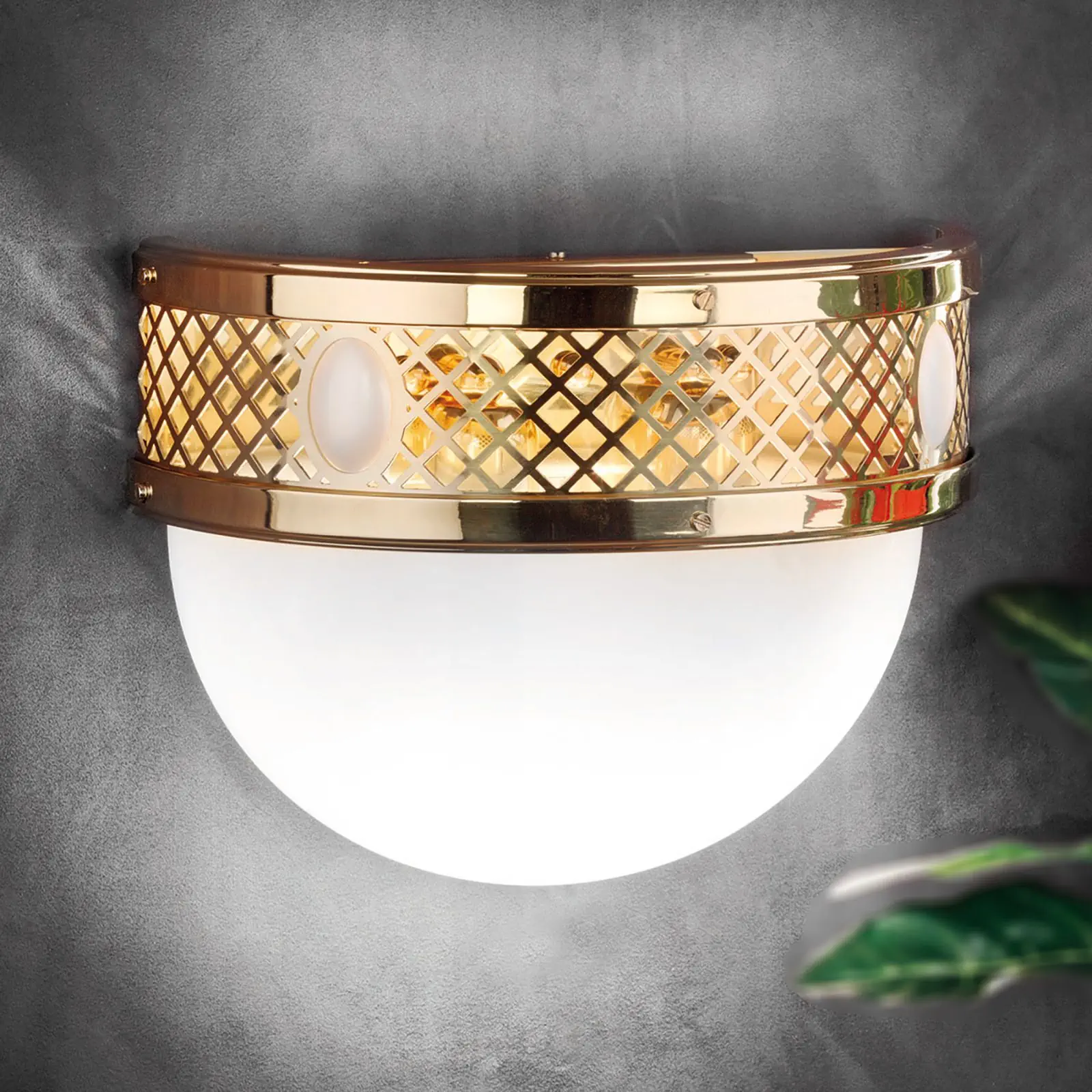 Zidna lampa ALT WIEN, sa dva izvora svetla, sjajni mesing, H32 cm - 1