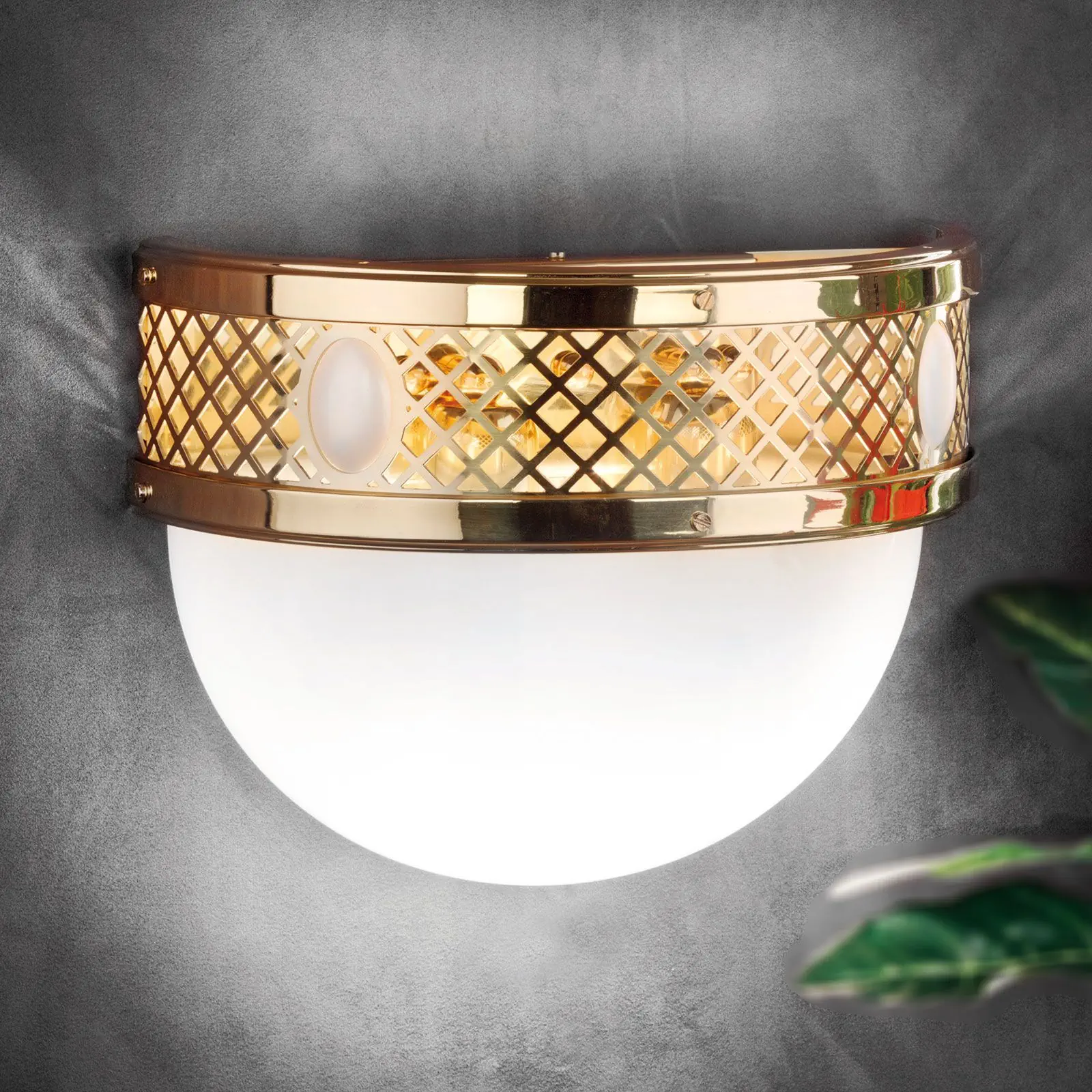 Zidna lampa ALT WIEN, sa dva izvora svetla, sjajni mesing, H32 cm - 5