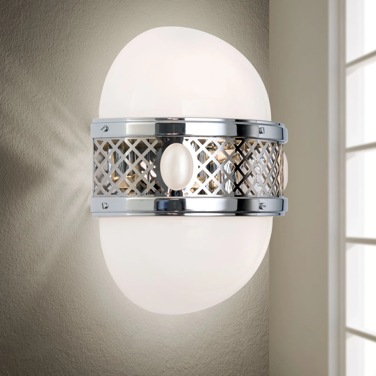 Zidna lampa ALT WIEN, 2 izvora svetla, nikl, H32 cm