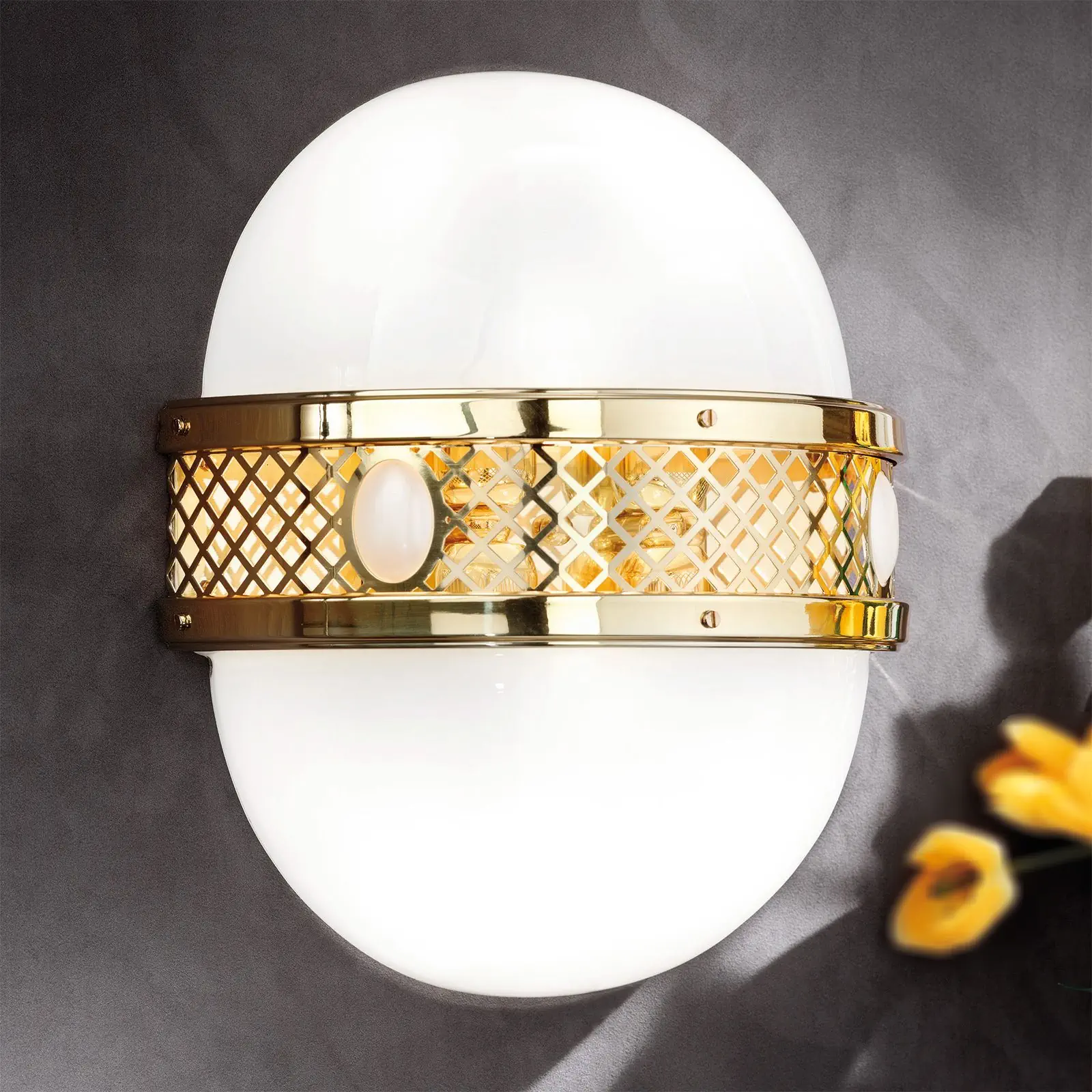 Zidna lampa ALT WIEN, sa četiri izvora svetla, sjajni mesing, H39 cm - 1