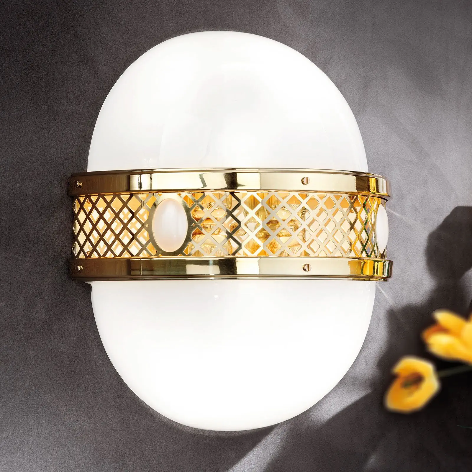 Zidna lampa ALT WIEN, sa četiri izvora svetla, sjajni mesing, H39 cm - 5