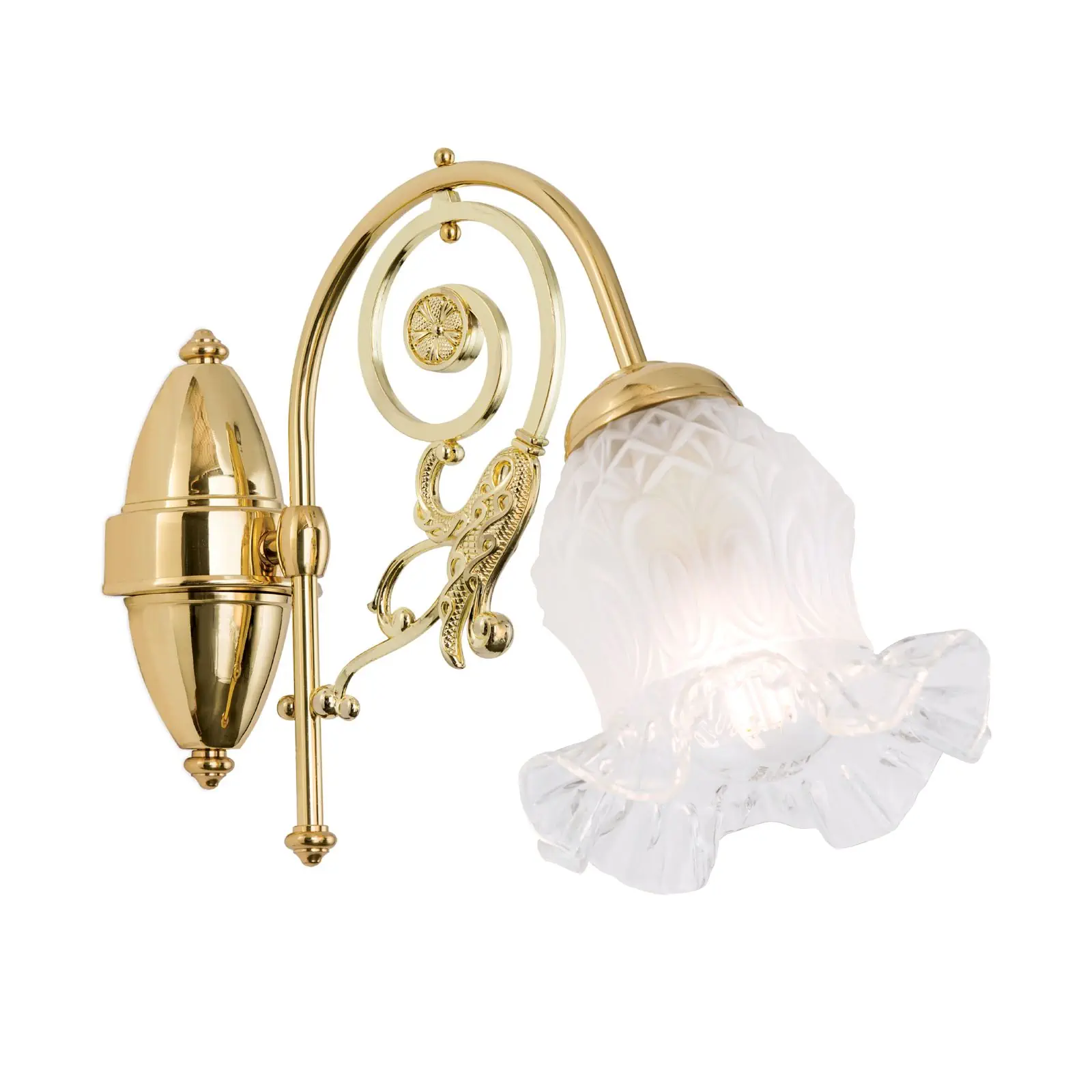 Zidna lampa RINGSTRASSE, sjajna mesingana završna obrada sa dekorisanim staklom - 4