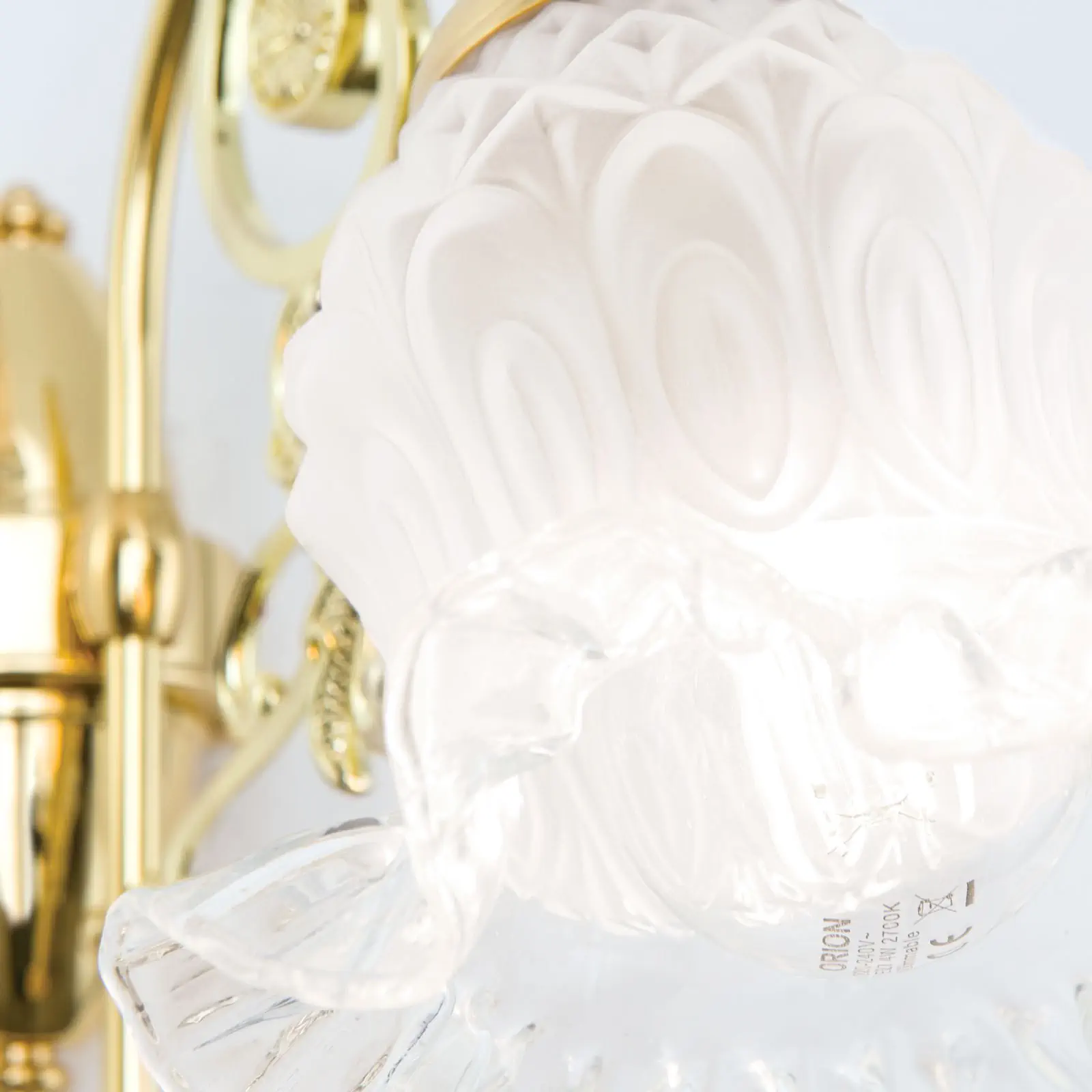 Zidna lampa RINGSTRASSE, sjajna mesingana završna obrada sa dekorisanim staklom - 5