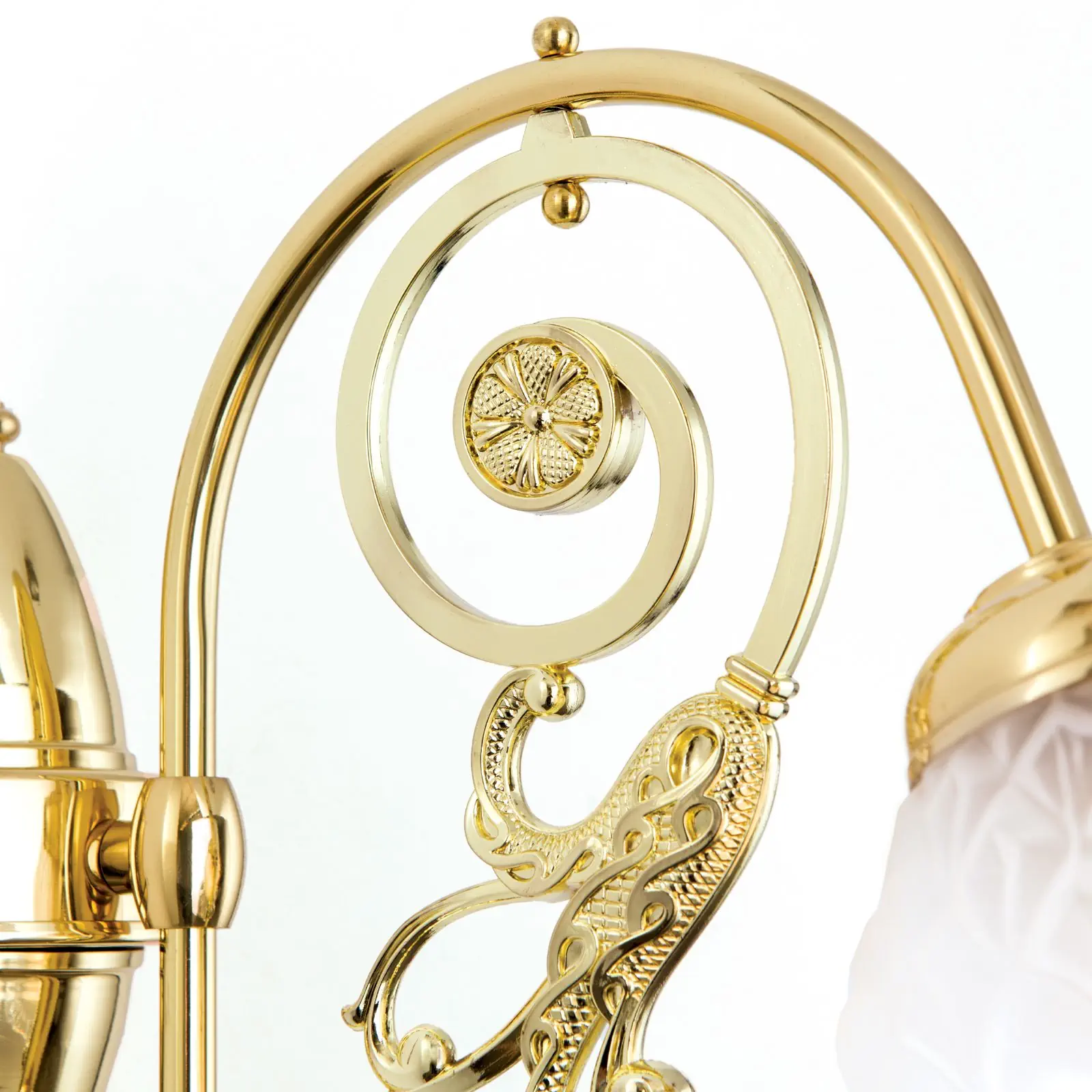 Zidna lampa RINGSTRASSE, sjajna mesingana završna obrada sa dekorisanim staklom - 6