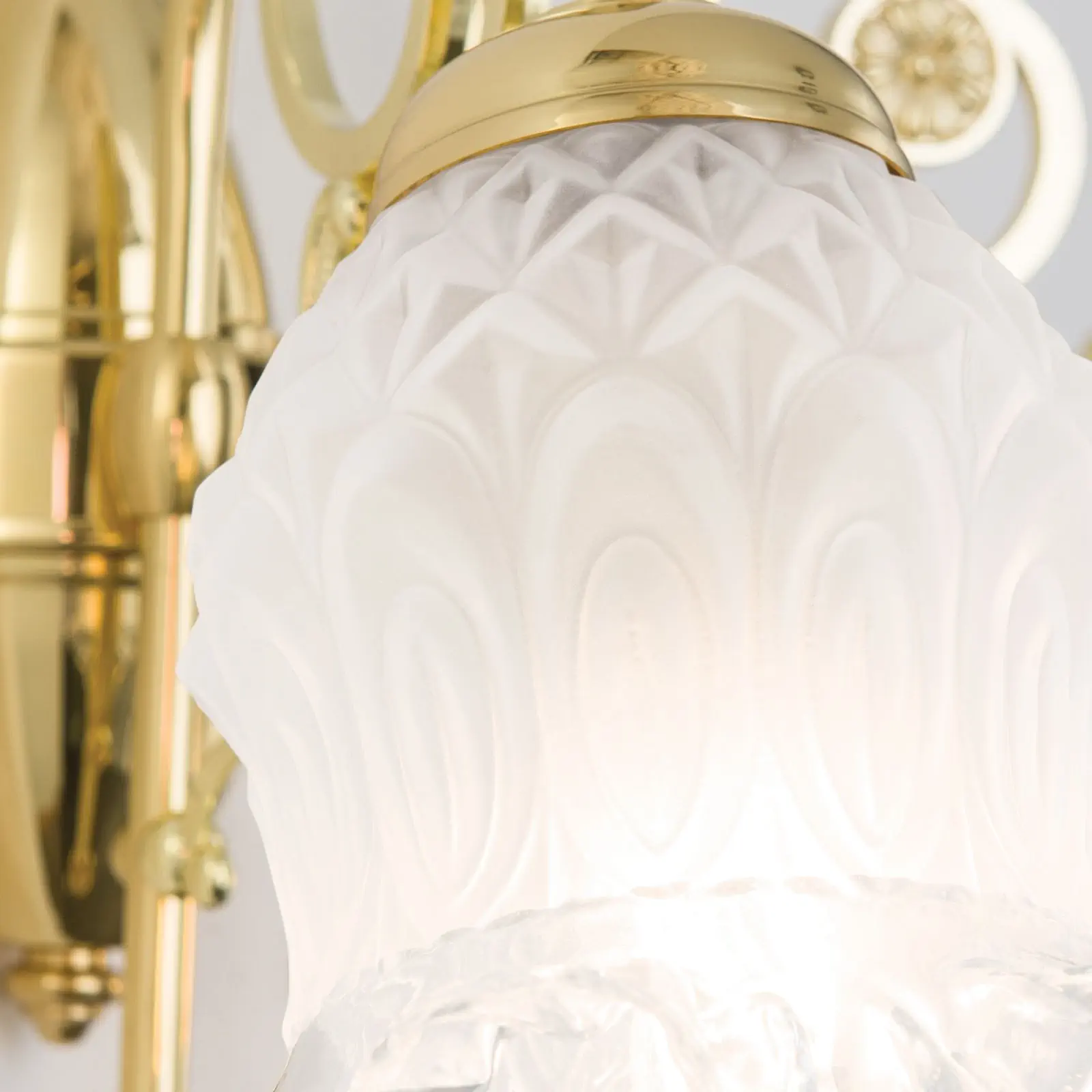 Dupla zidna lampa RINGSTRASSE, sjajna mesingana završna obrada sa dekorativnim staklom - 5