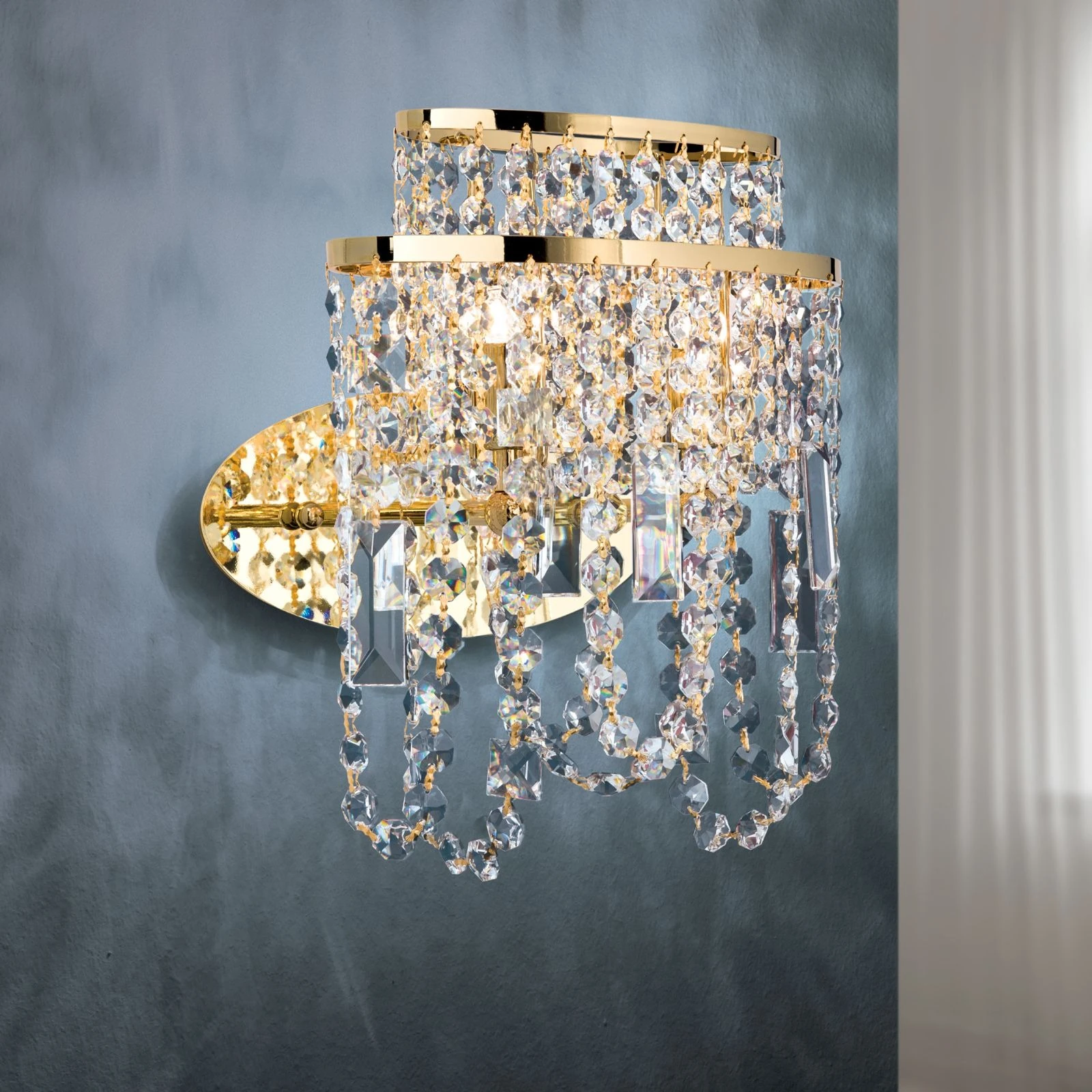 Zidna lampa KRISTALLDESIGN, pozlaćena 24-karatnim zlatom - 1