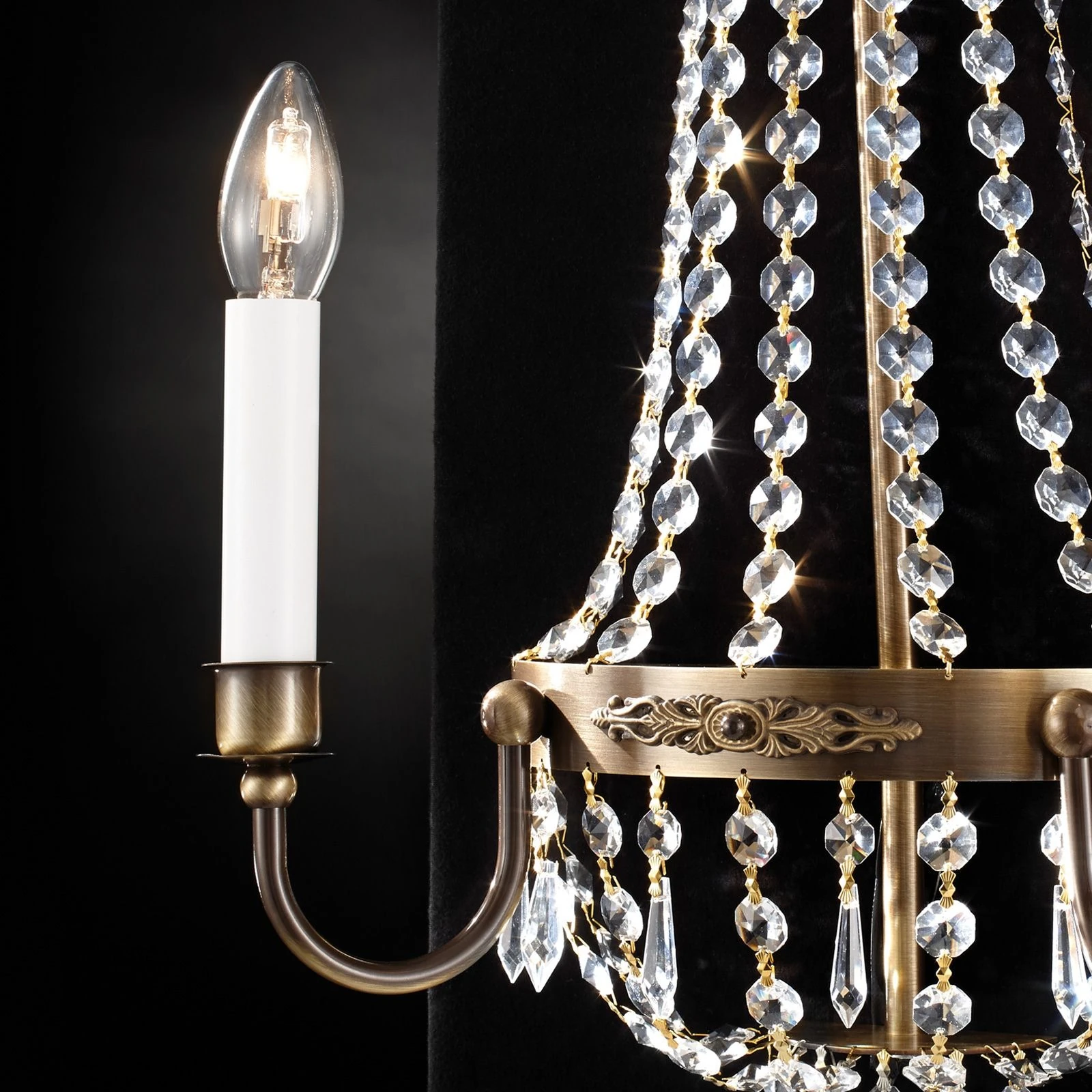 Zidna lampa EMPIRE CRYSTAL, 2 izvora svetla, antik mesing - 2