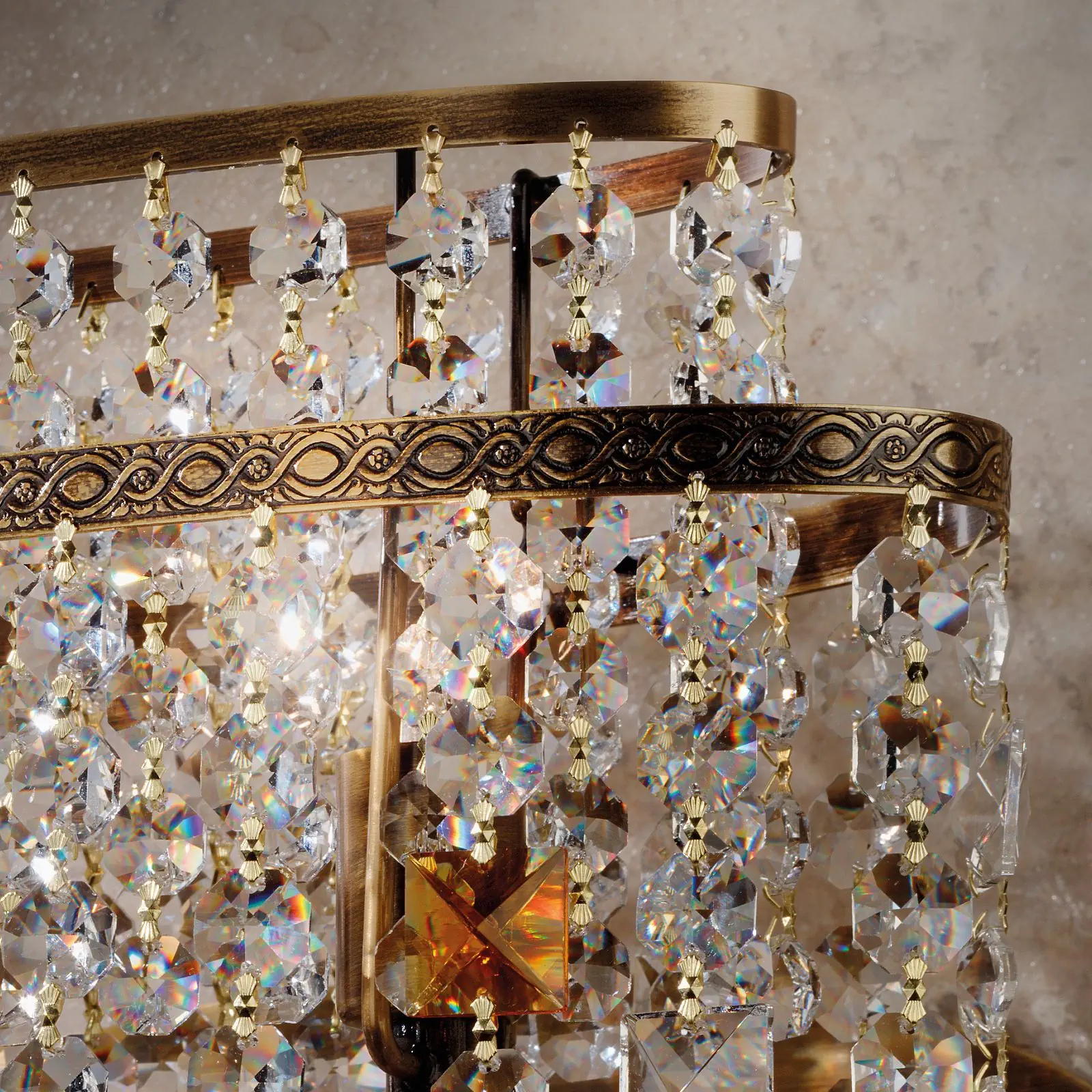 Zidna lampa KRISTALLDESIGN, sa dva izvora svetla, patina, 27 cm - 2