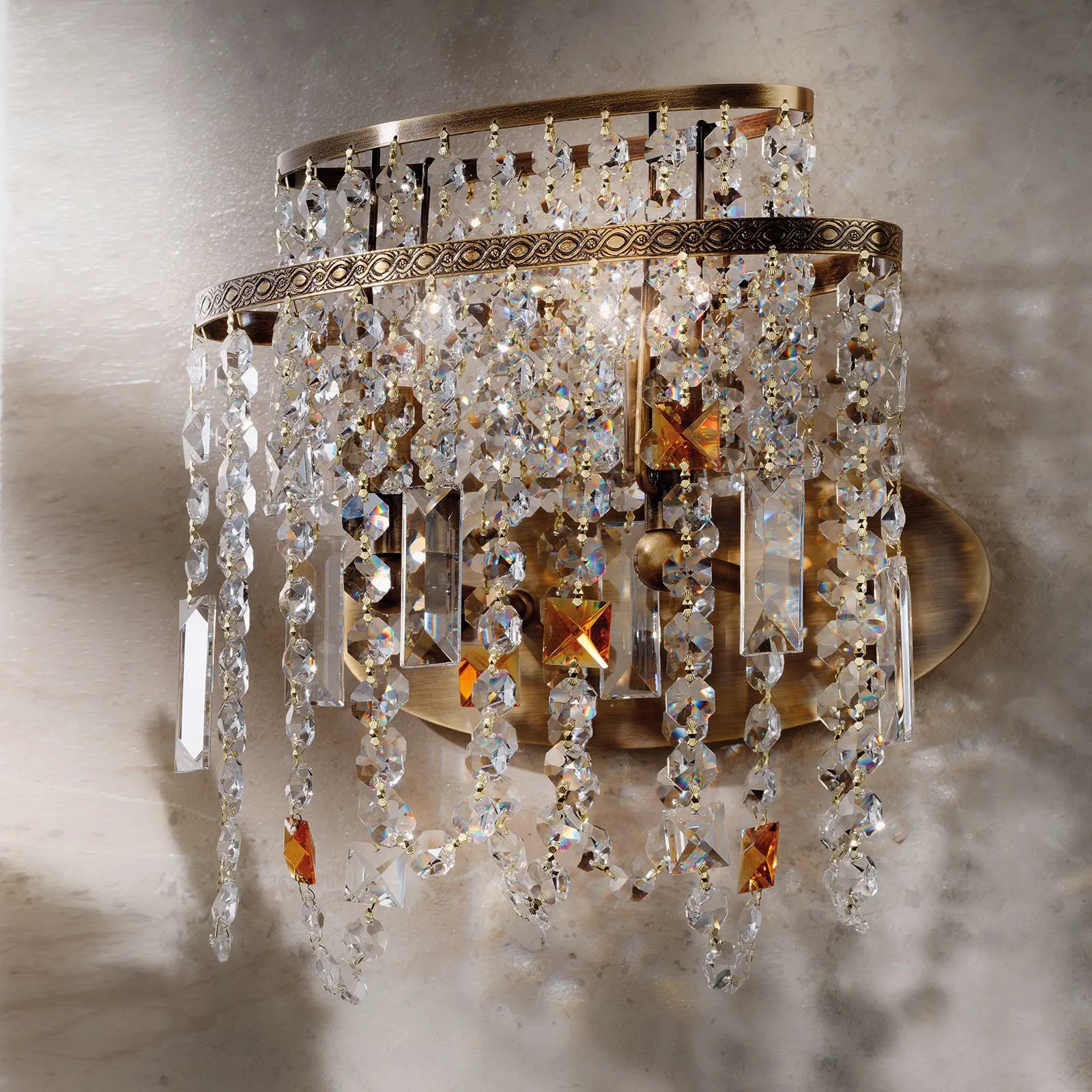 Zidna lampa KRISTALLDESIGN, sa dva izvora svetla, patina, 27 cm - 4