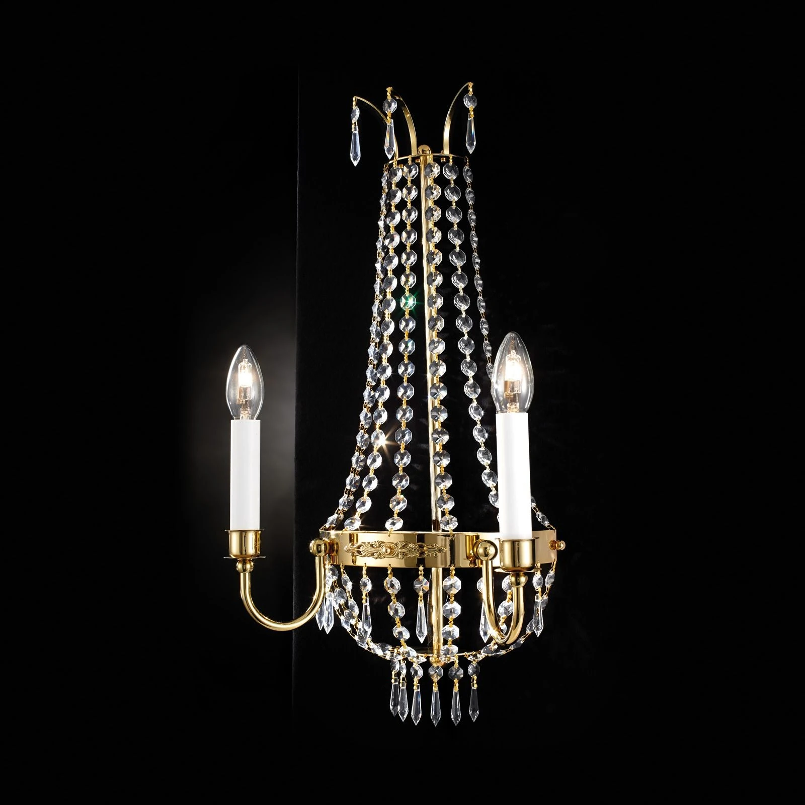 Zidna lampa EMPIRE CRYSTAL, 2 izvora svetla, 24-karatno pozlaćena - 1