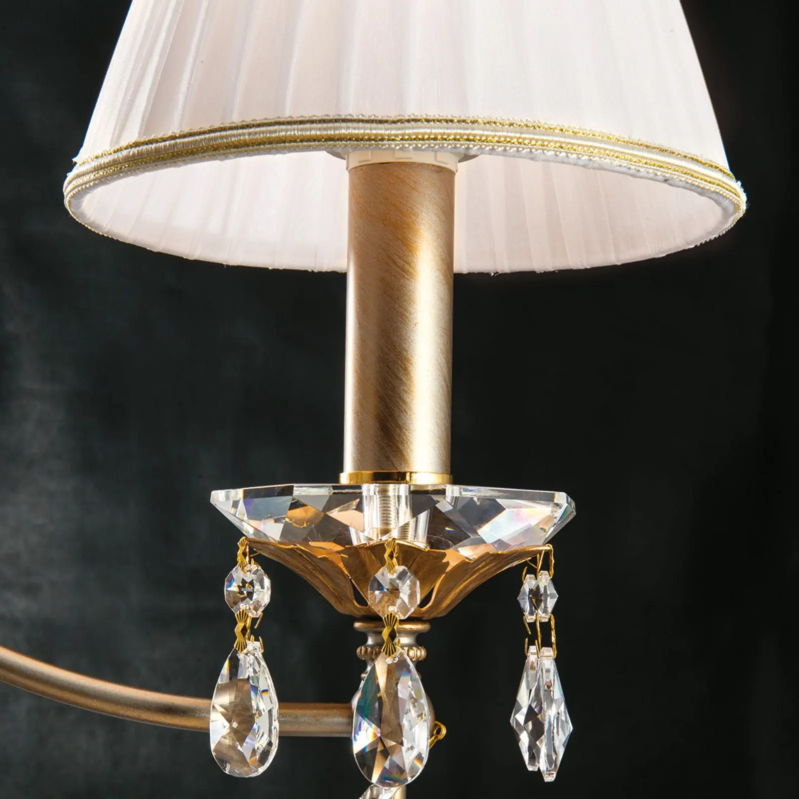 Zidna lampa MIRAMARE, sa jednim izvorom svetla, srebrno-zlatna, sa belim organza abažur - 2