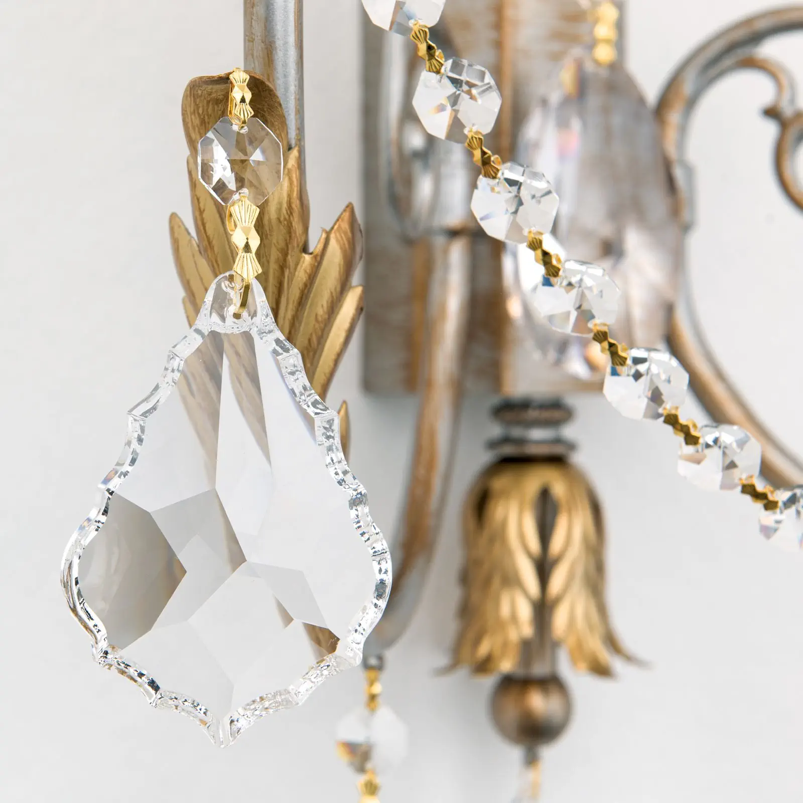 Zidna lampa MIRAMARE, srebrno-zlatna završna obrada, sa dva izvora svetla, sa belim organza abažurima - 6