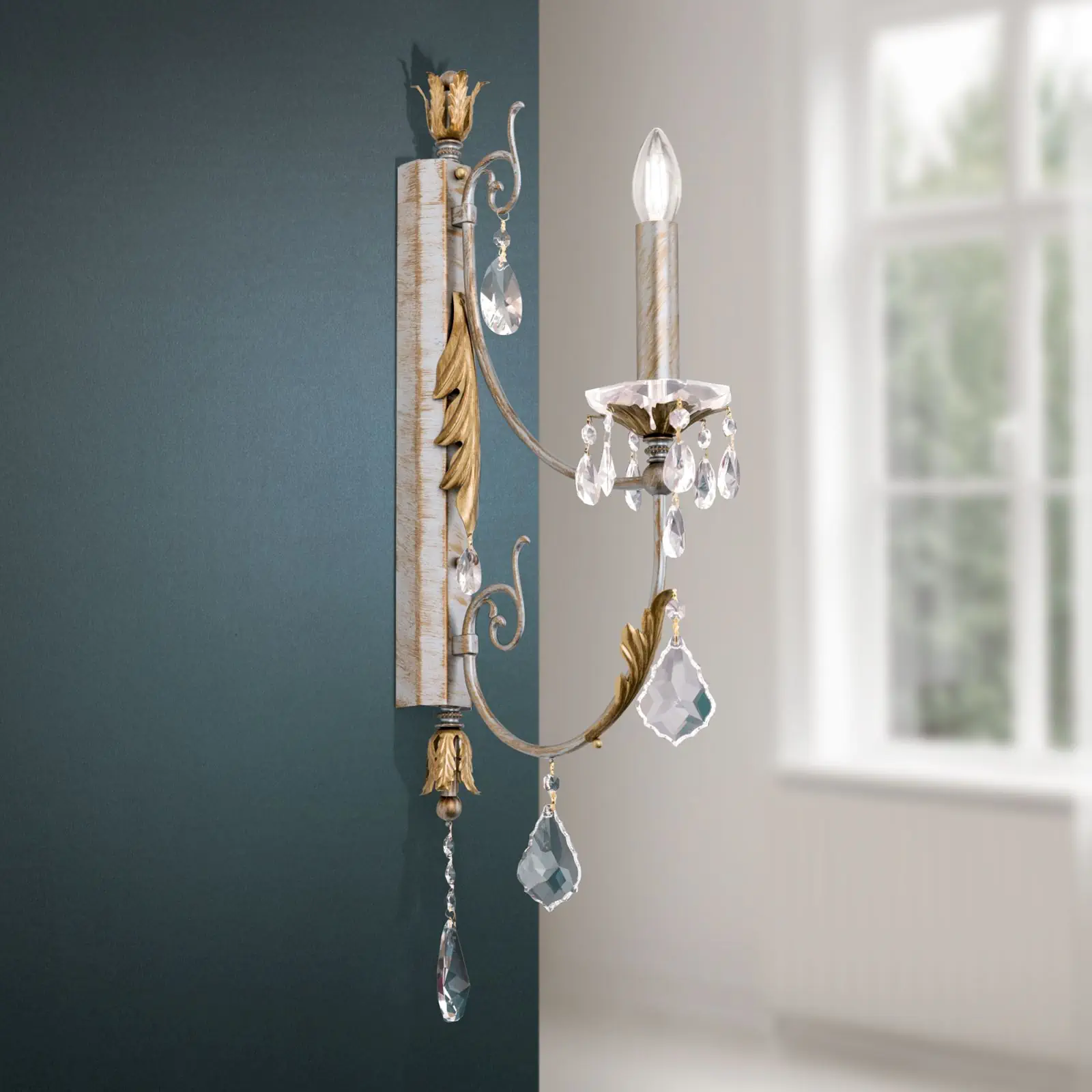 Zidna lampa MIRAMARE, srebrno-zlatna završna obrada, sa jednim izvorom svetla, bez abažura - 1