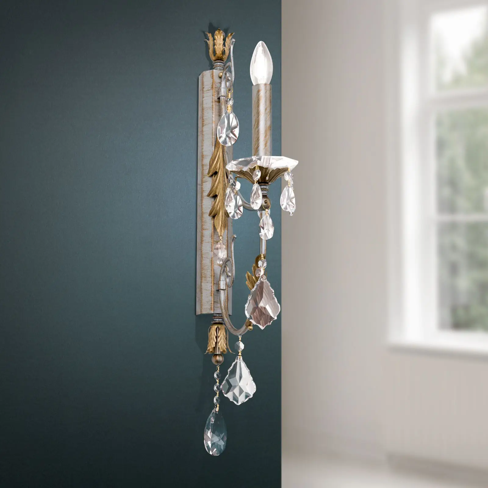 Zidna lampa MIRAMARE, srebrno-zlatna završna obrada, sa jednim izvorom svetla, bez abažura - 2