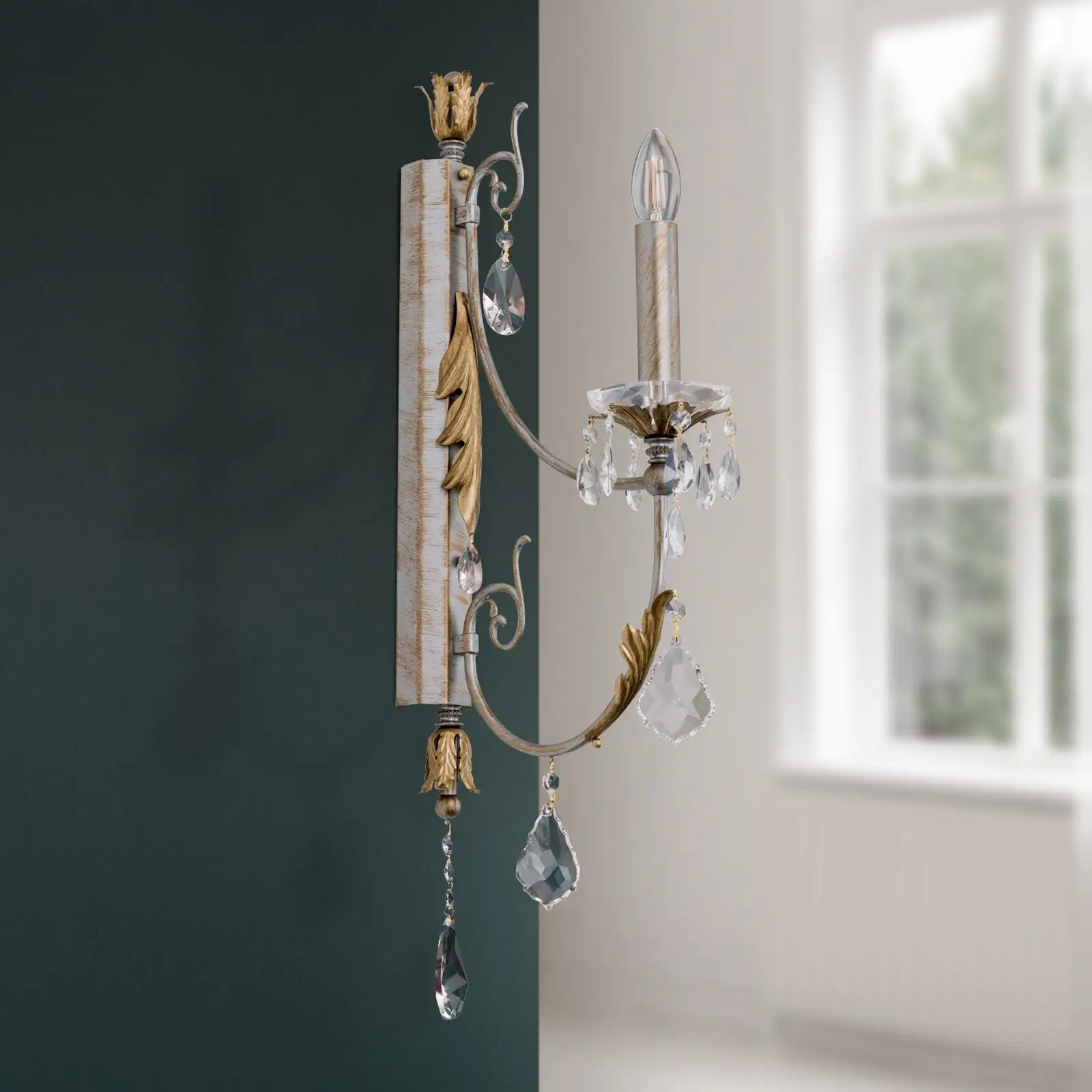 Zidna lampa MIRAMARE, srebrno-zlatna završna obrada, sa jednim izvorom svetla, bez abažura - 3