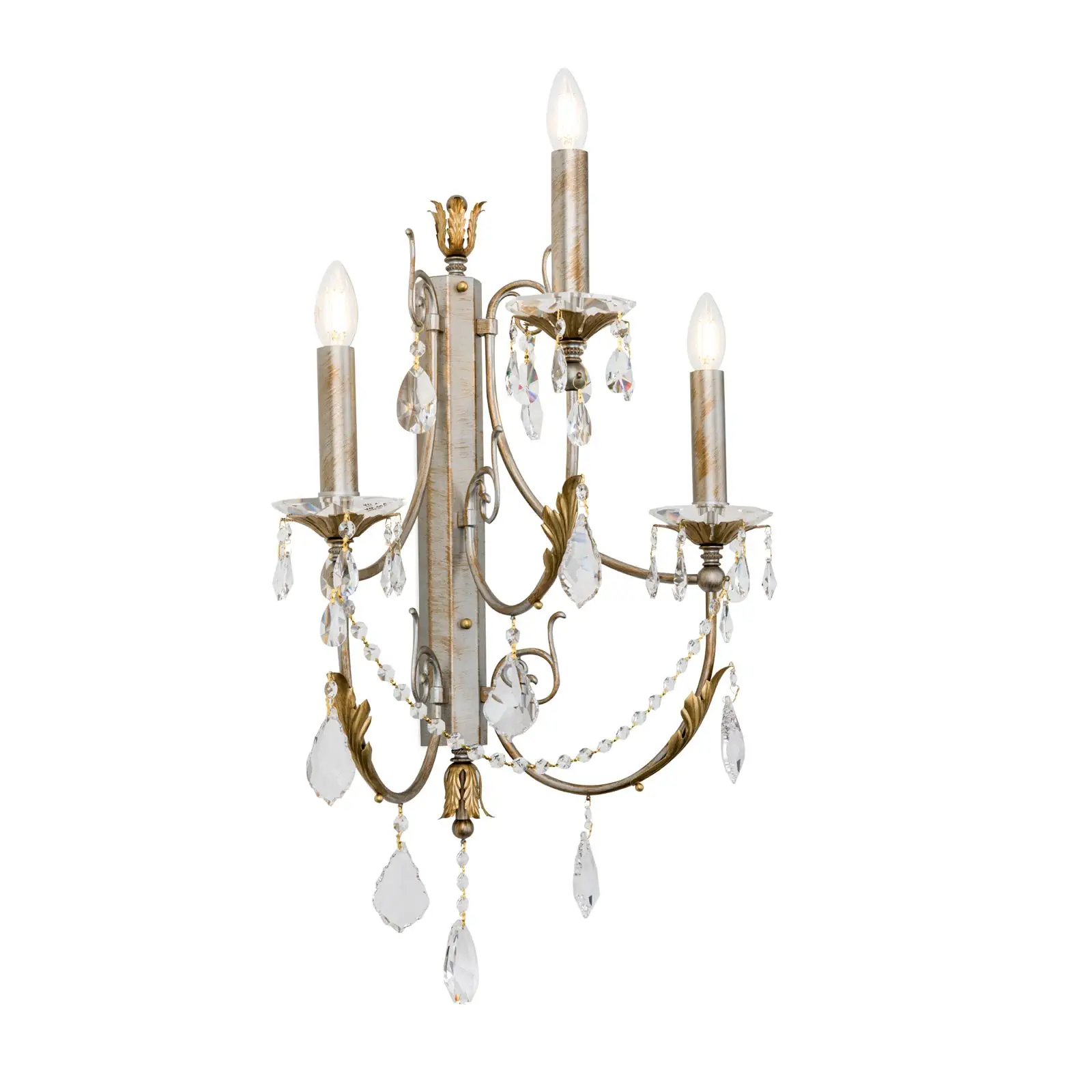 Zidna lampa MIRAMARE, srebrno-zlatna završna obrada, sa tri izvora svetla, bez abažura - 4