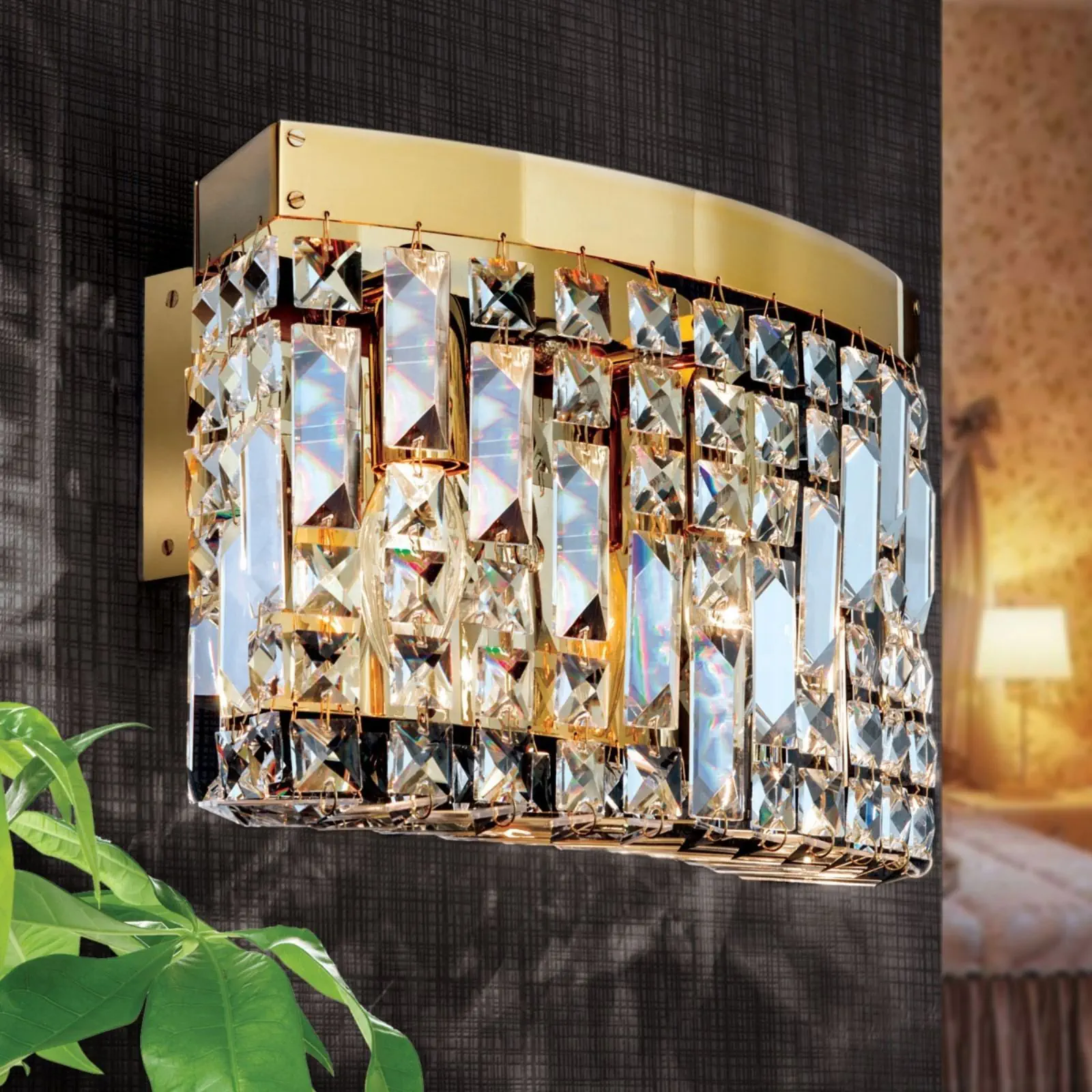 Okrugla zidna lampa RING, 2 izvora svetla, zlatna - 2