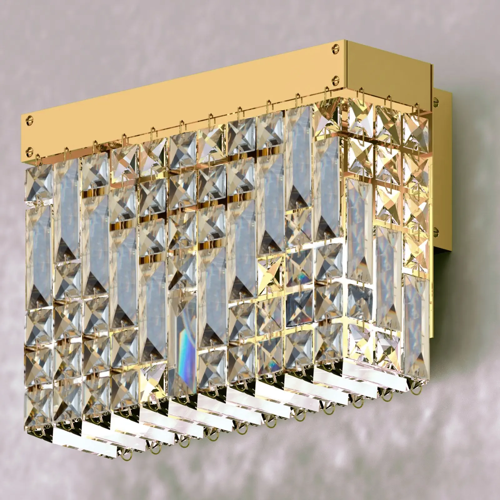 Pravougaona zidna lampa RING, 2 izvora svetla, zlatna - 1